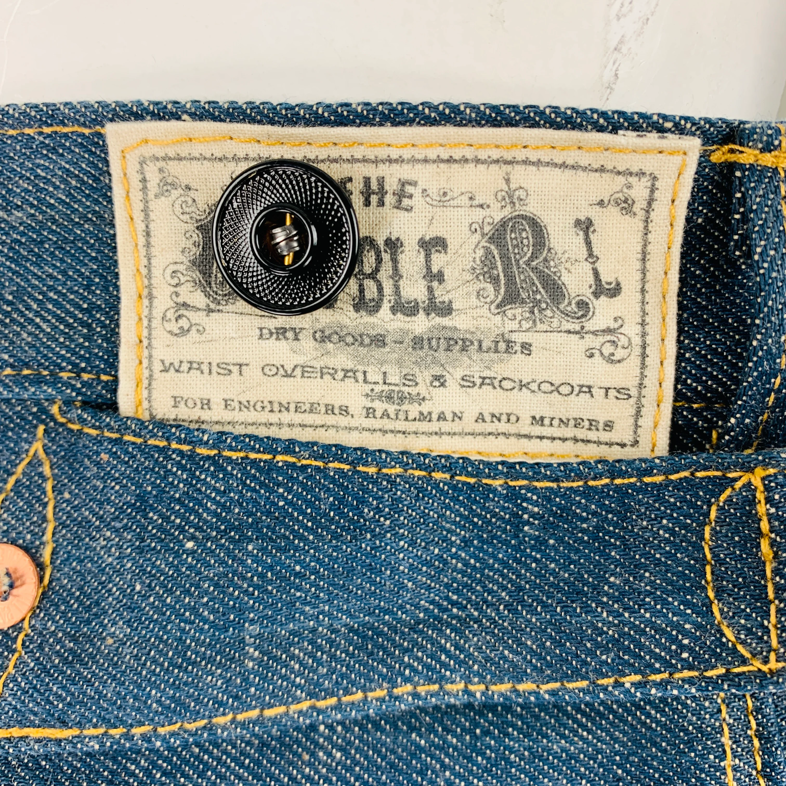 RRL by RALPH LAUREN Size 36 Indigo Contrast Stitch Selvedge Denim Zip Fly Jeans - Image 5