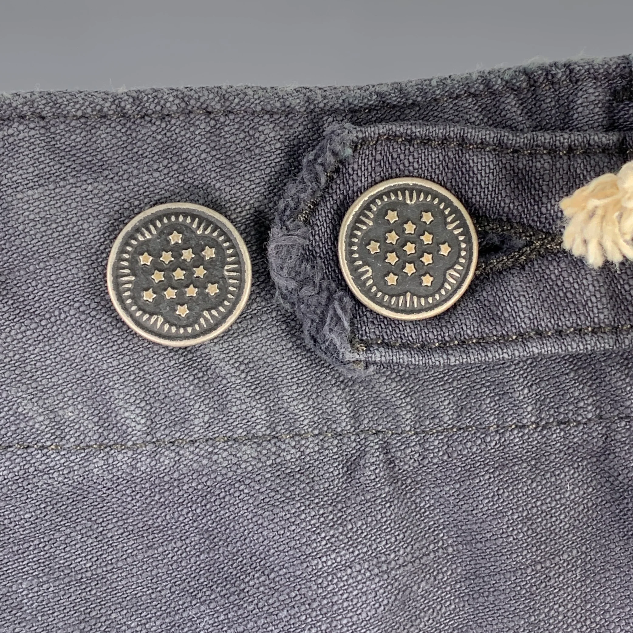 RRL by RALPH LAUREN Size 36 Indigo Wash Cotton Straight Button Fly Patch Pockets Casual Pants - Image 4