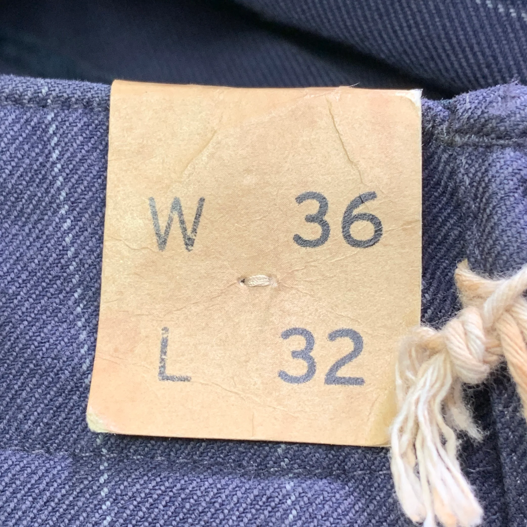 RRL by RALPH LAUREN Size 36 Indigo White Chalkstripe Denim Button Fly Jeans - Image 4