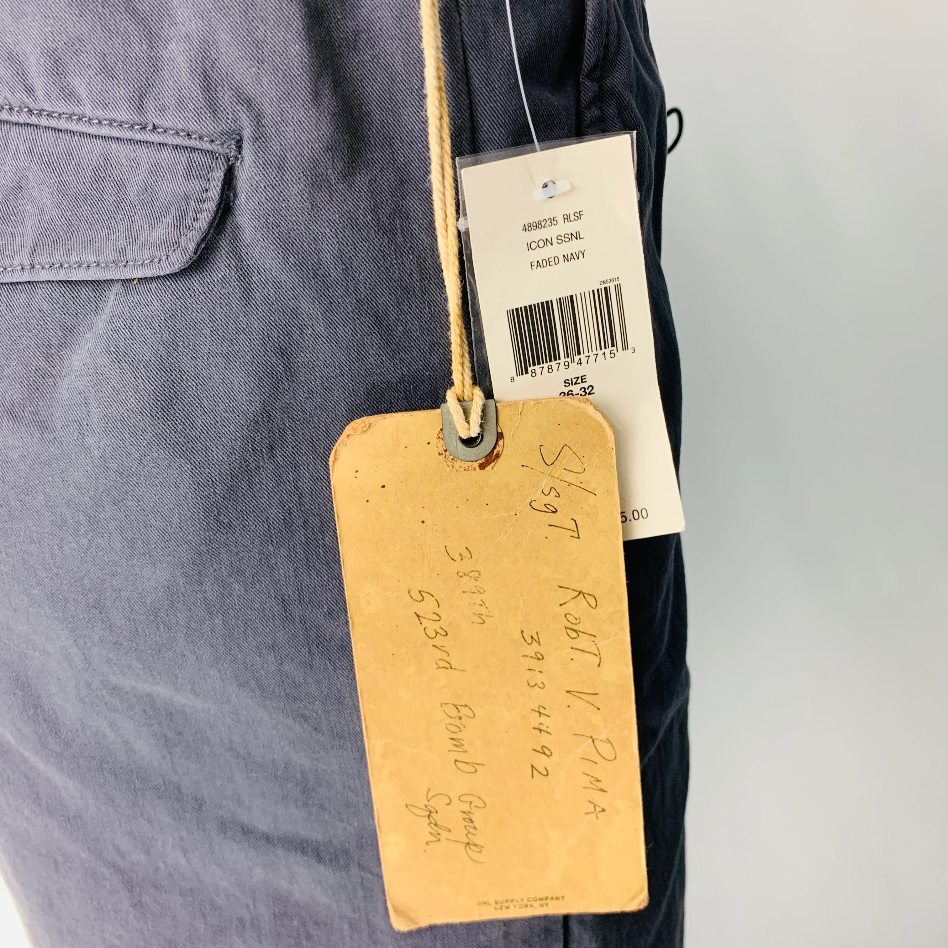 RRL by RALPH LAUREN Size 36 Navy Wash Cotton Elastane Button Fly Casual Pants - Image 3