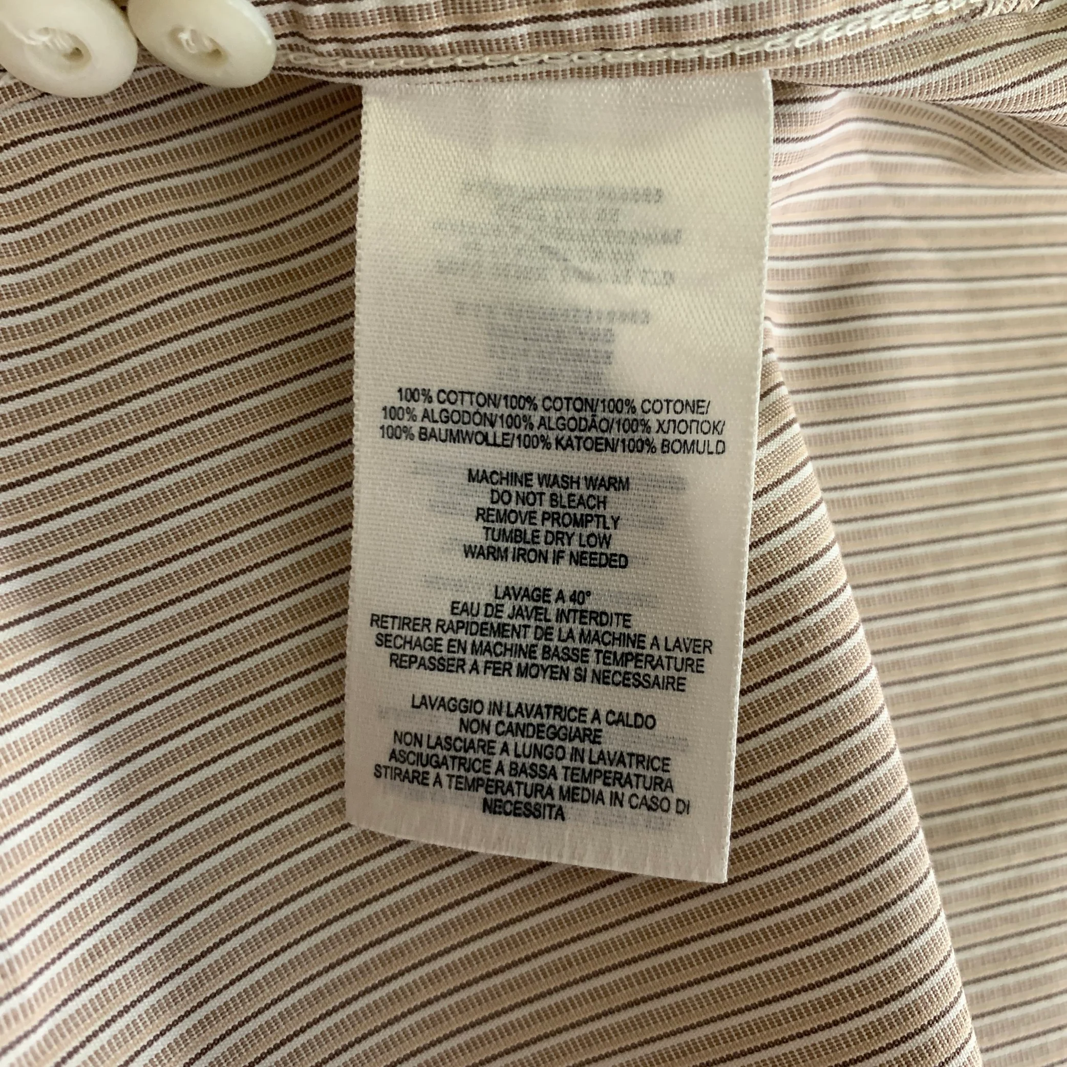 RRL by RALPH LAUREN Size L Brown White & Khaki Stripe Cotton Long Sleeve Shirt - Image 6