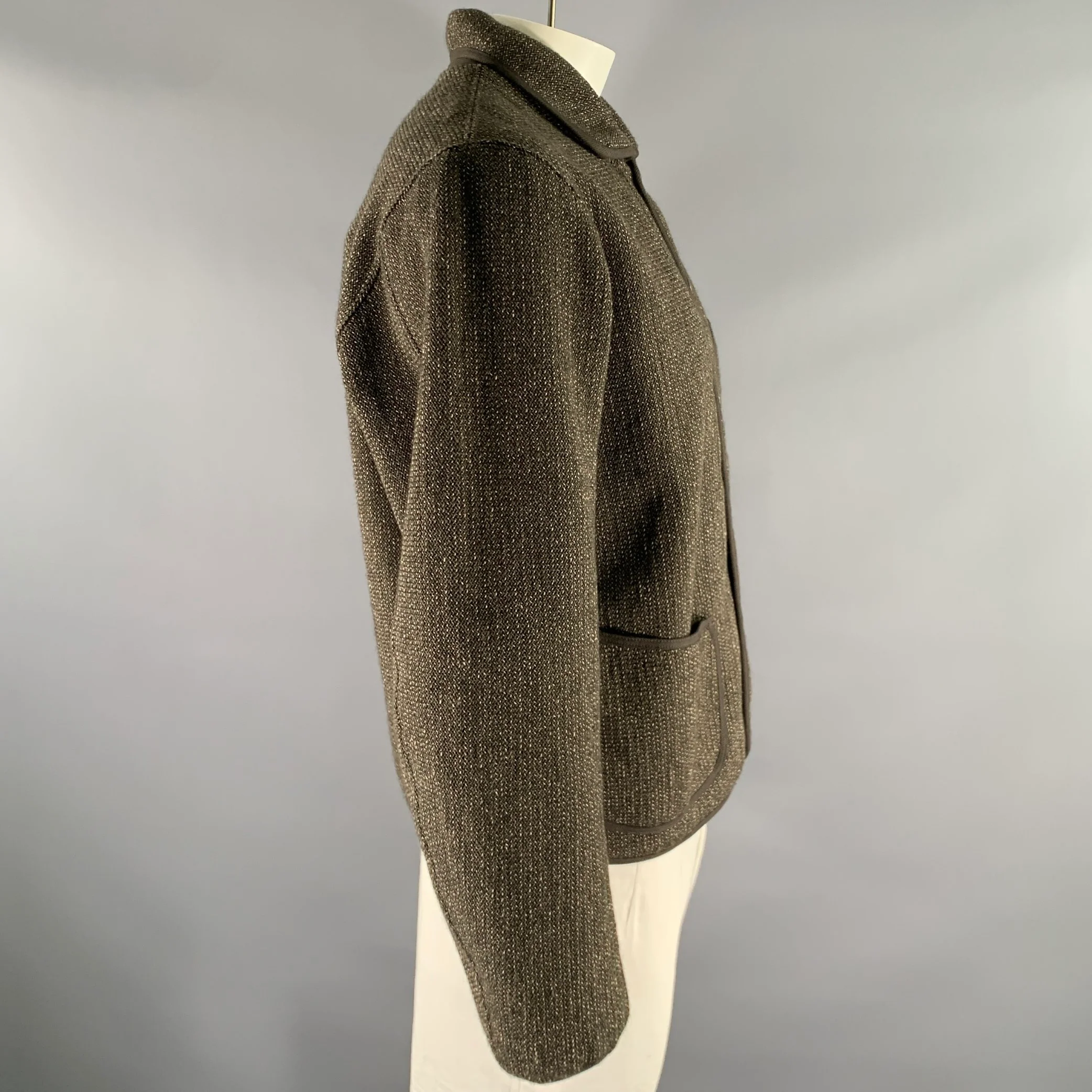RRL by RALPH LAUREN Size L Green Grey Knit Wool Cotton Snap Button Jacket - Image 3