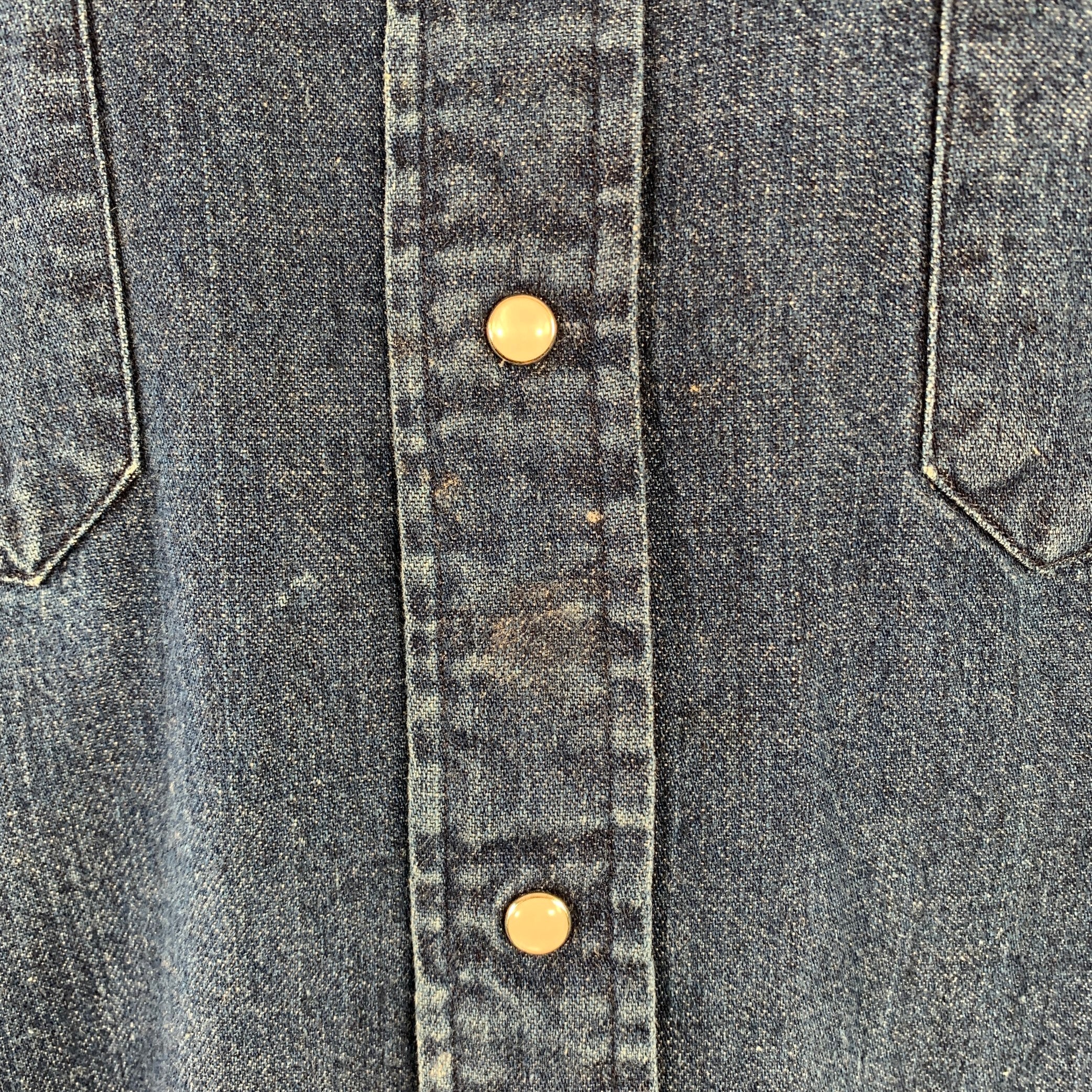 RRL by RALPH LAUREN Size L Indigo Wash Selvedge Cotton Snaps Two Pockets Western Long Sleeve Shirt - Image 5