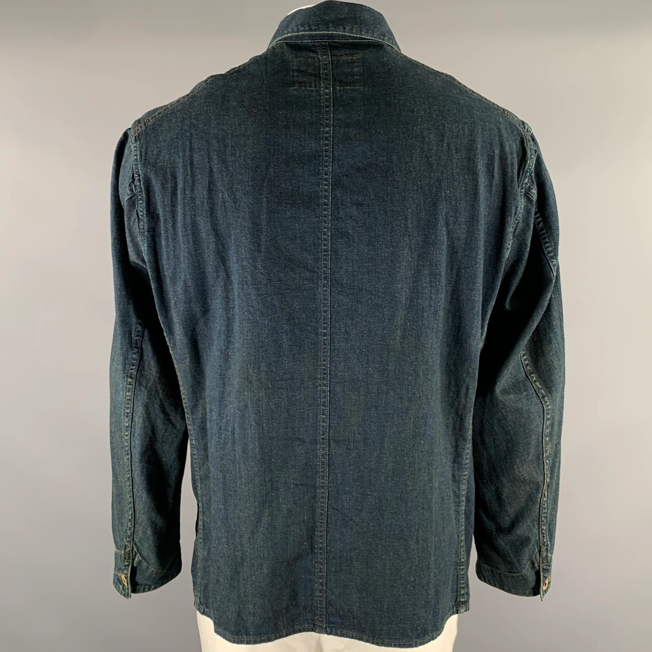 RRL by RALPH LAUREN Size L Navy Cotton Linen Worker Jacket - Image 4