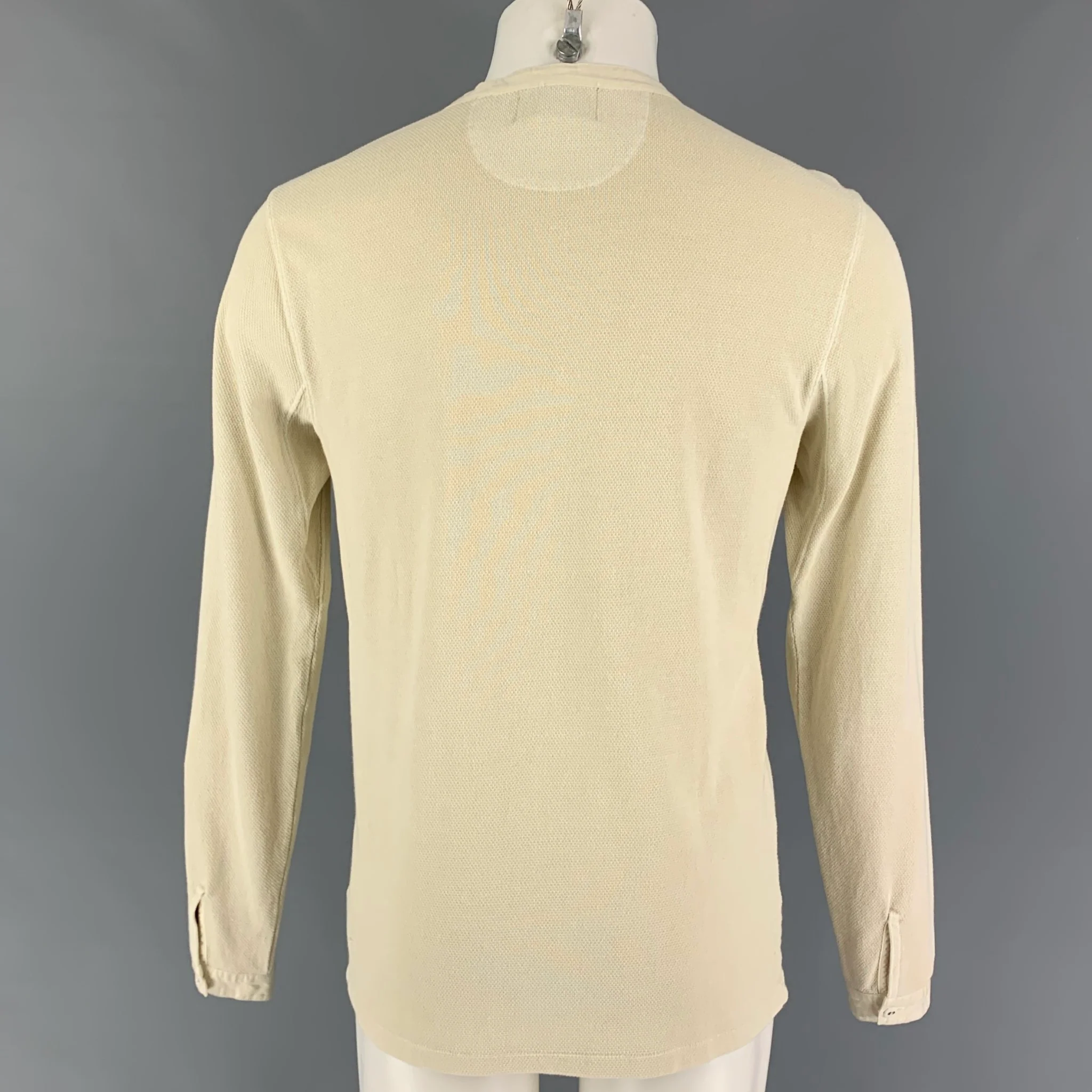 RRL by RALPH LAUREN Size S Beige Textured Cotton Henley Long Sleeve Shirt - Image 4