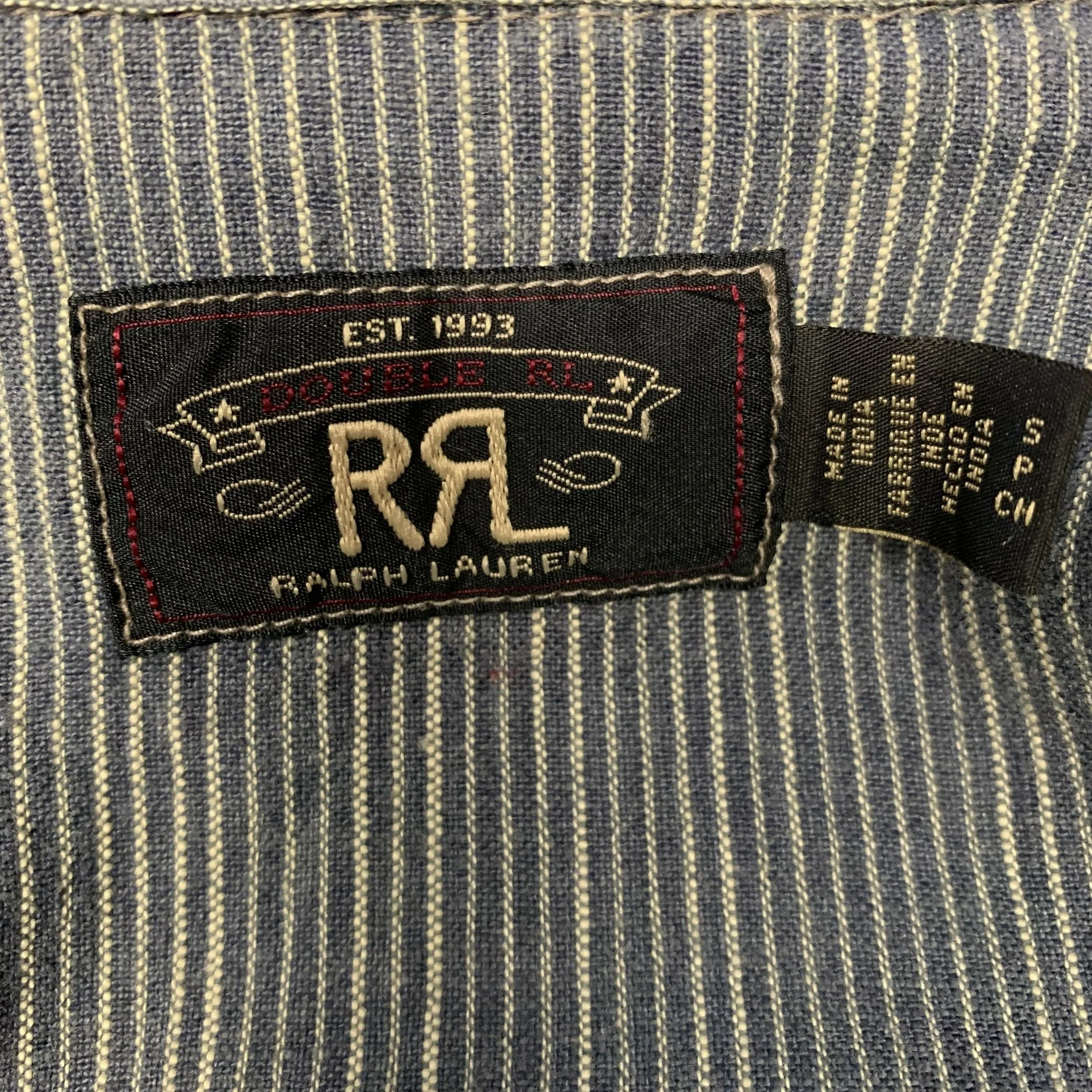 RRL by RALPH LAUREN Size S Blue White Stripe Linen Cotton Jacket - Image 5