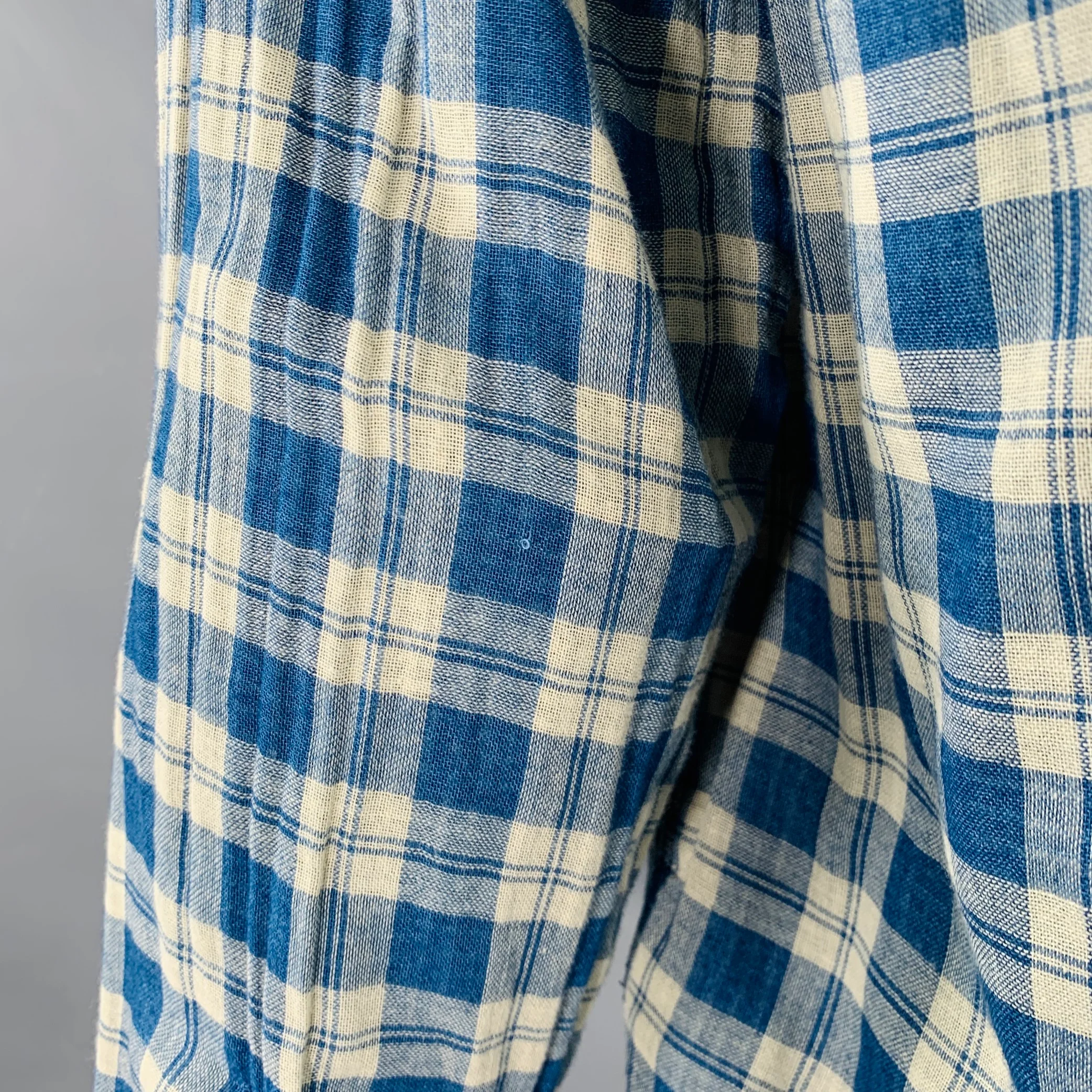 RRL by RALPH LAUREN Size XL Blue Cream Plaid Cotton Long Sleeve Shirt - Image 5