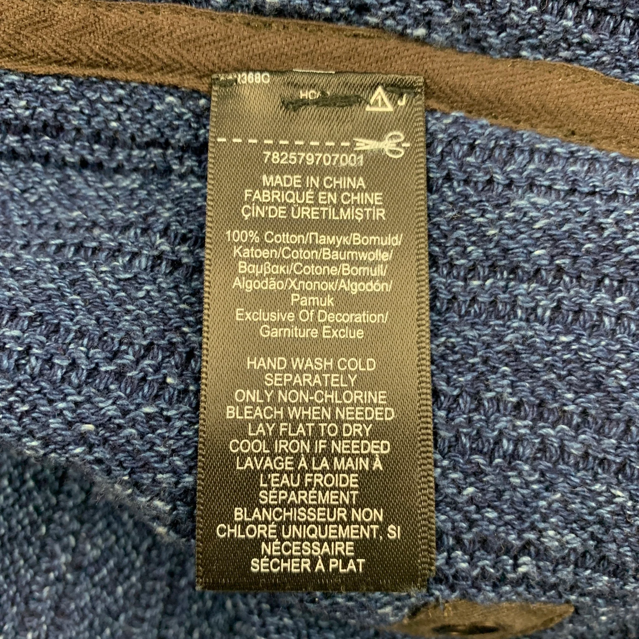 RRL by RALPH LAUREN Size XL Blue Knitted Snaps Vest - Image 4