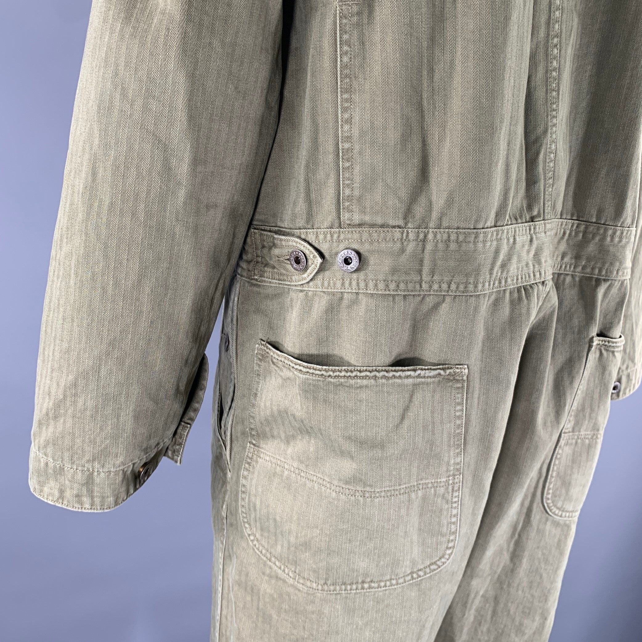 RRL by RALPH LAUREN Size XL Green Herringbone Cotton Boiler Flight Jumpsuit - Image 5