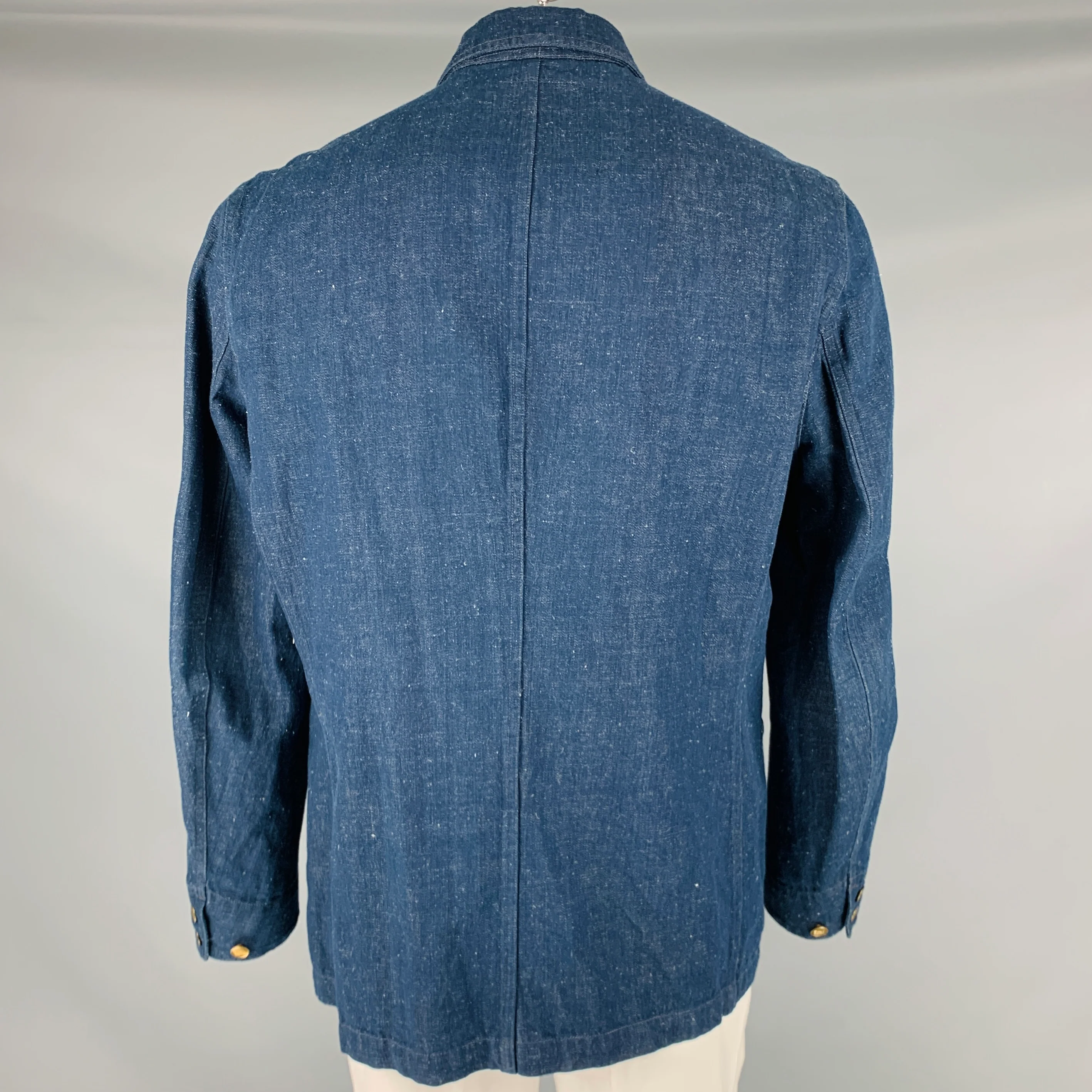 RRL by RALPH LAUREN Size XL Heather Indigo Cotton Notch Lapel Sport Coat - Image 4
