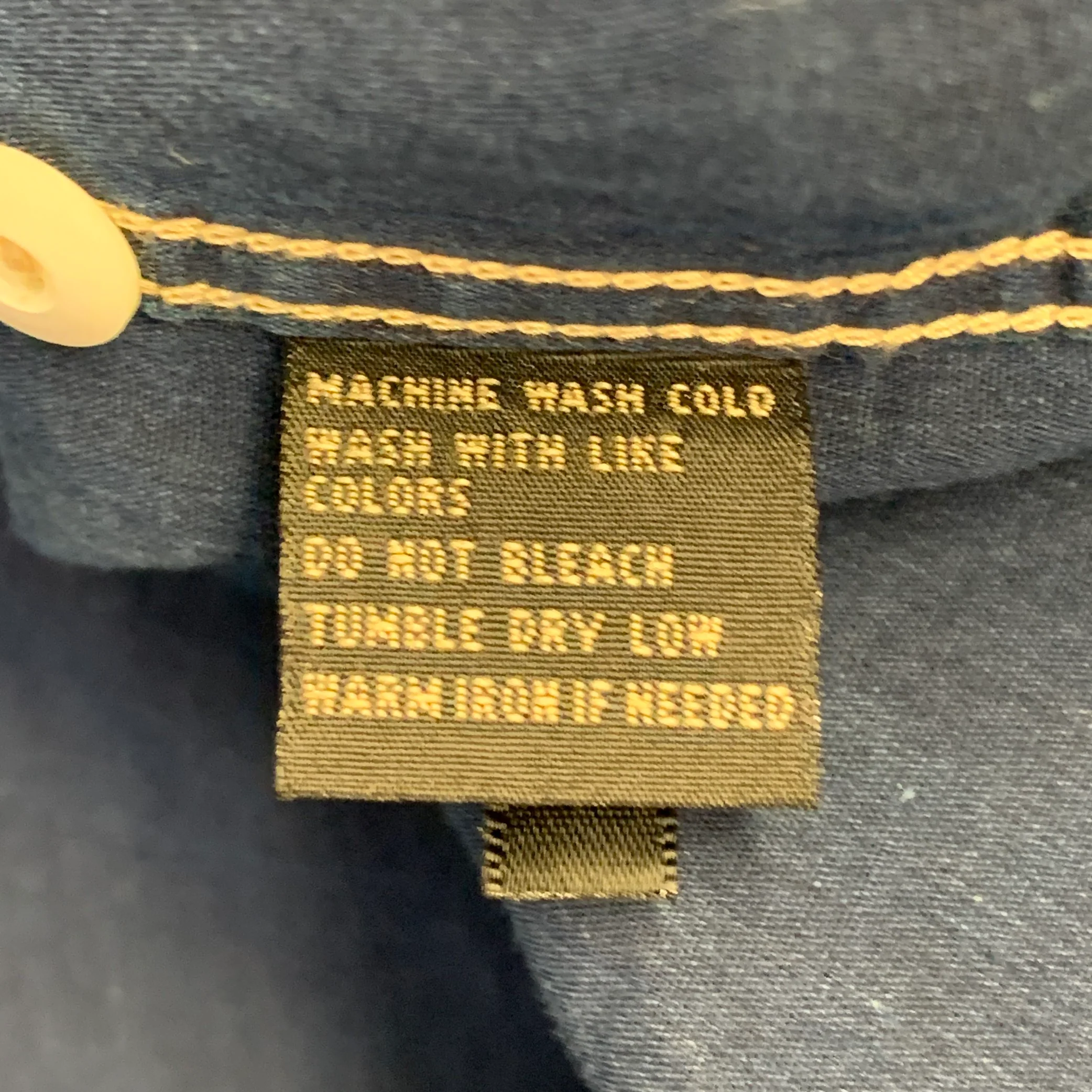 RRL by RALPH LAUREN Size XL Indigo Khaki Cotton Contrast Stitch Popover Long Sleeve Shirt - Image 6