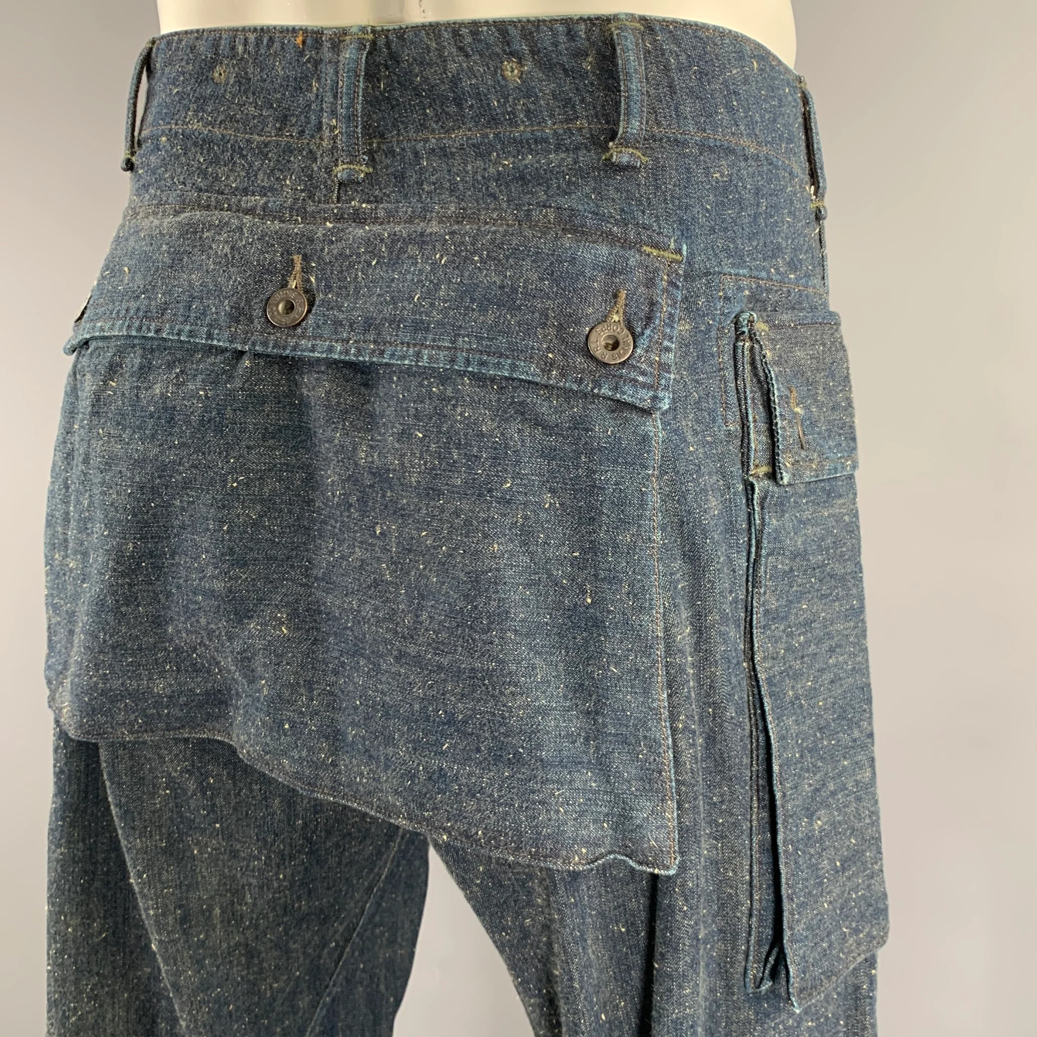 RRL by RALPH LAUREN Size XL Navy Heather Cotton Chore Overalls Jumpsuit - Image 7