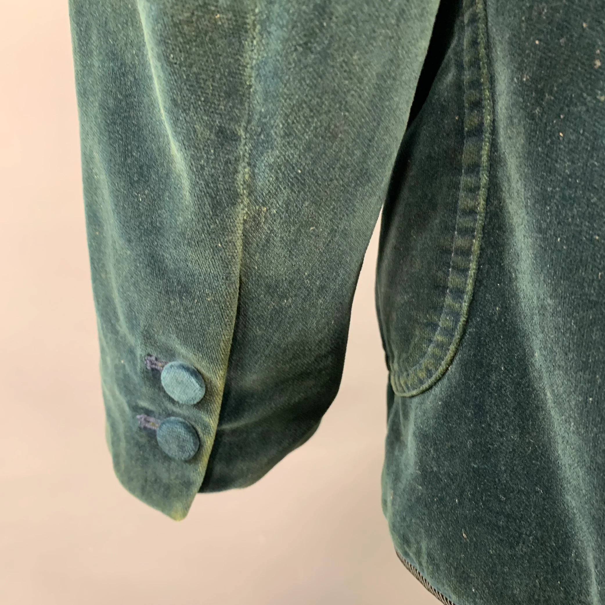 RRL by RALPH LAUREN Size XL Teal Black Velvet Cotton Dinner Jacket - Image 5