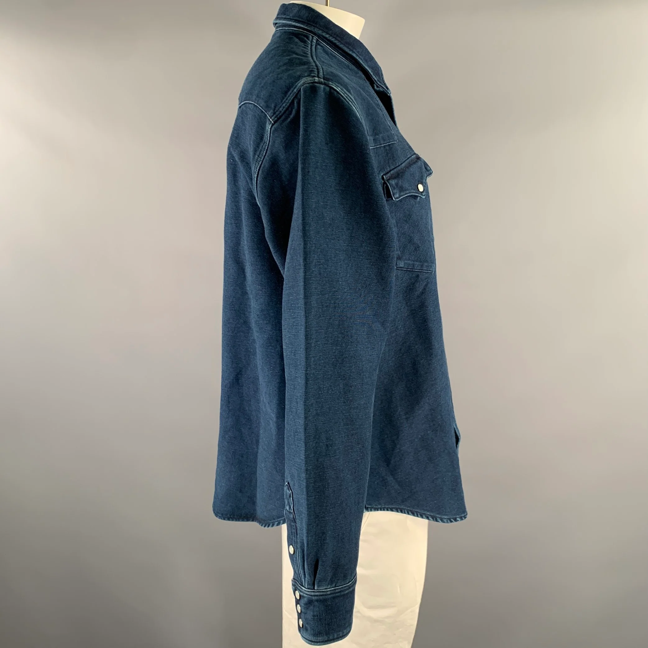 RRL by RALPH LAUREN Size XXL Navy Indigo Cotton Western Shirt Jacket - Image 3