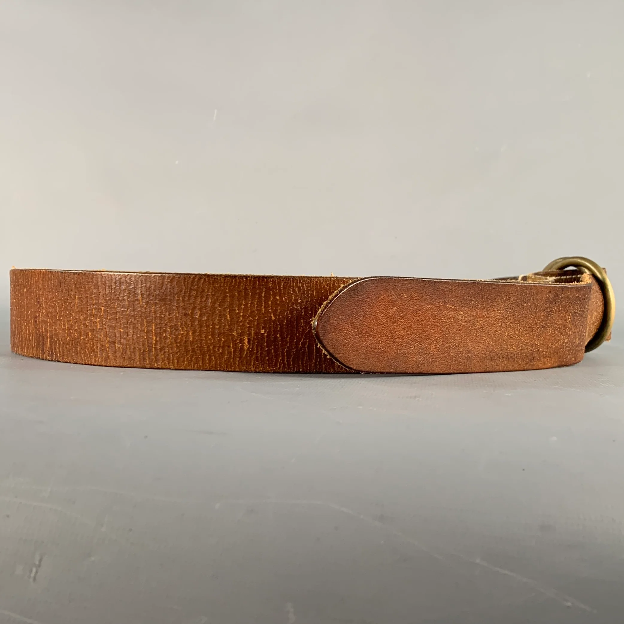 RRL by RALPH LAUREN Vintage Size L Brown Leather Double Ring Buckle Belt - Image 2