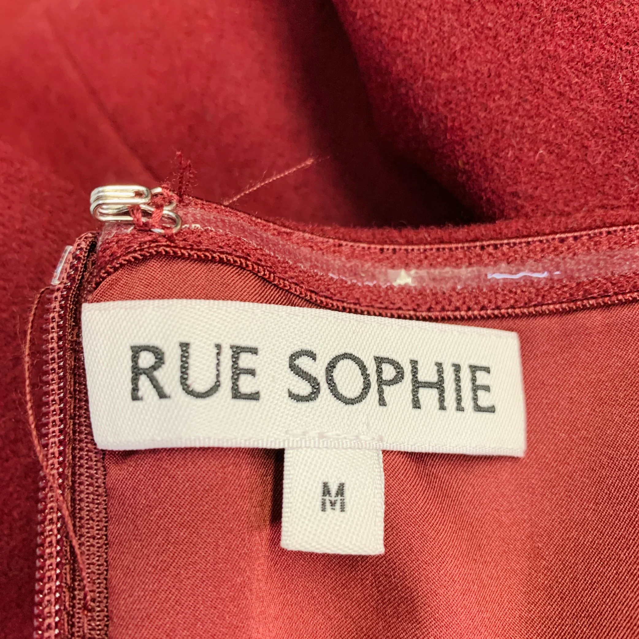 RUE SOPHIE Size M Burgundy Wool Blend Strapless Top Pencil Skirt Set - Image 5