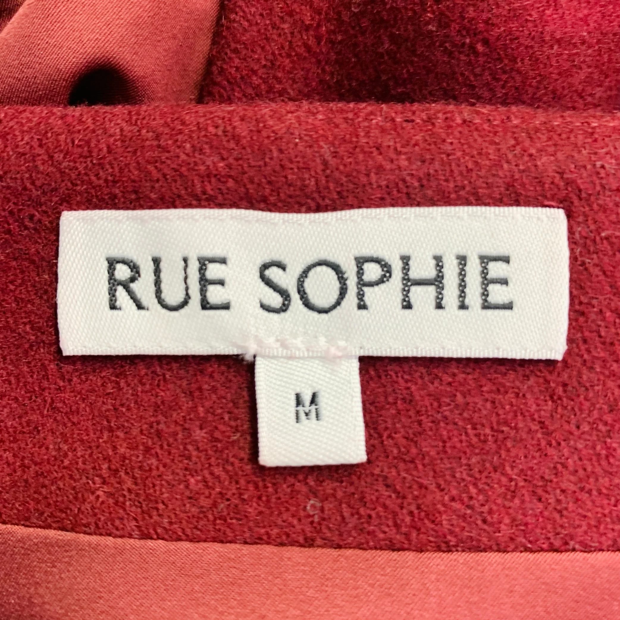RUE SOPHIE Size M Burgundy Wool Blend Strapless Top Pencil Skirt Set - Image 8