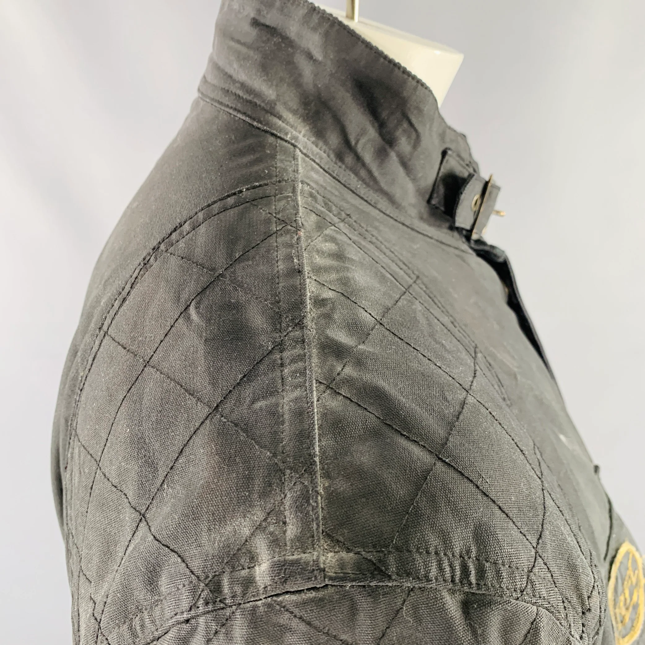 RUGBY Size XL Black Embellishment Coated Canvas Army Jacket - Image 4
