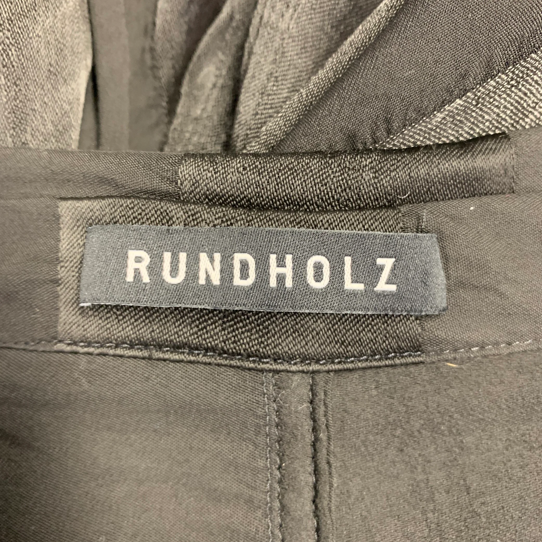RUNDHOLZ Size S Black Charcoal Viscose Stripe Shirt Dress - Image 6