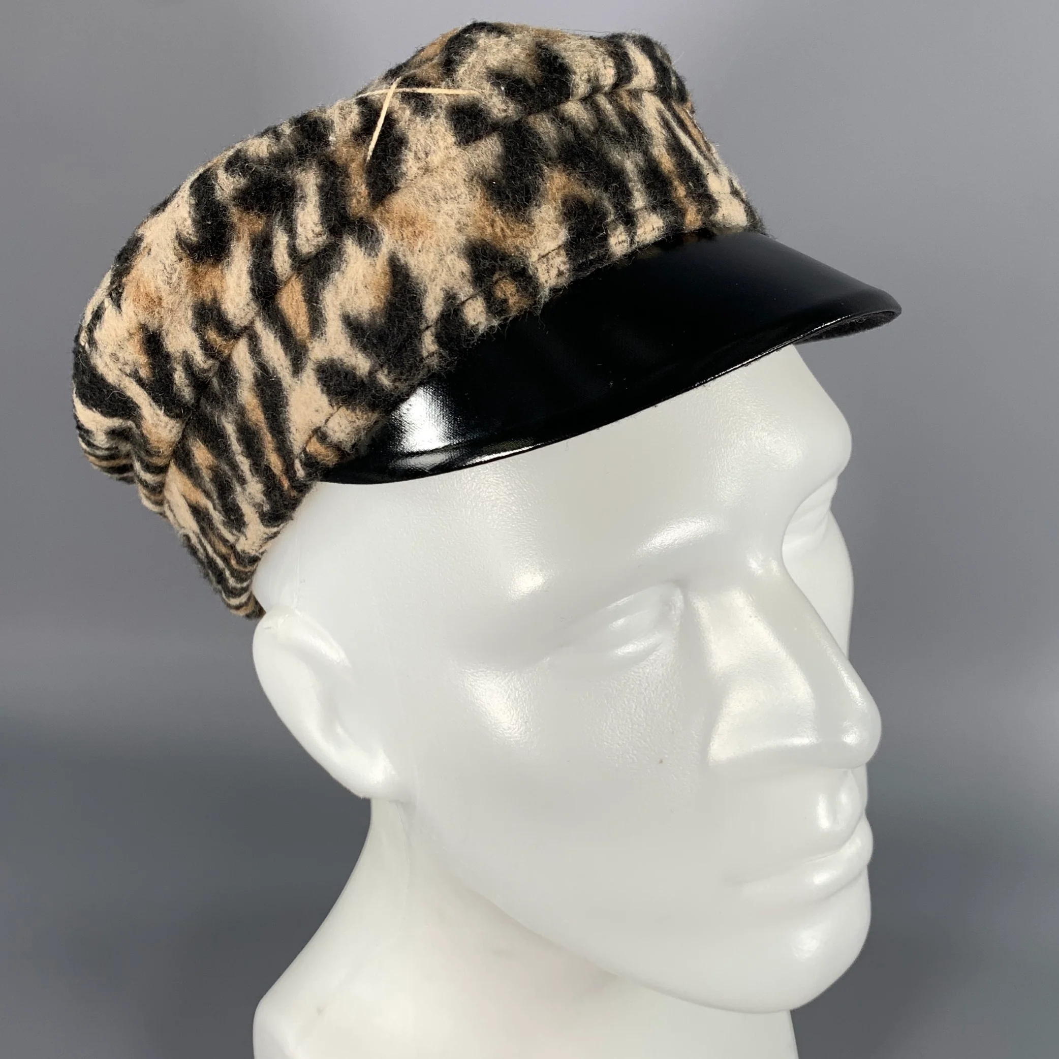 RUSLAN BAGINSKIY Tan Black Leopard Wool Hats - Image 2