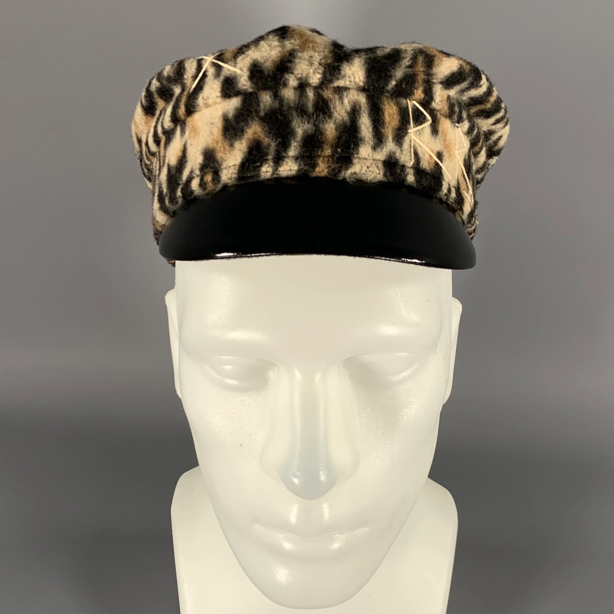 RUSLAN BAGINSKIY Tan Black Leopard Wool Hats - Image 3