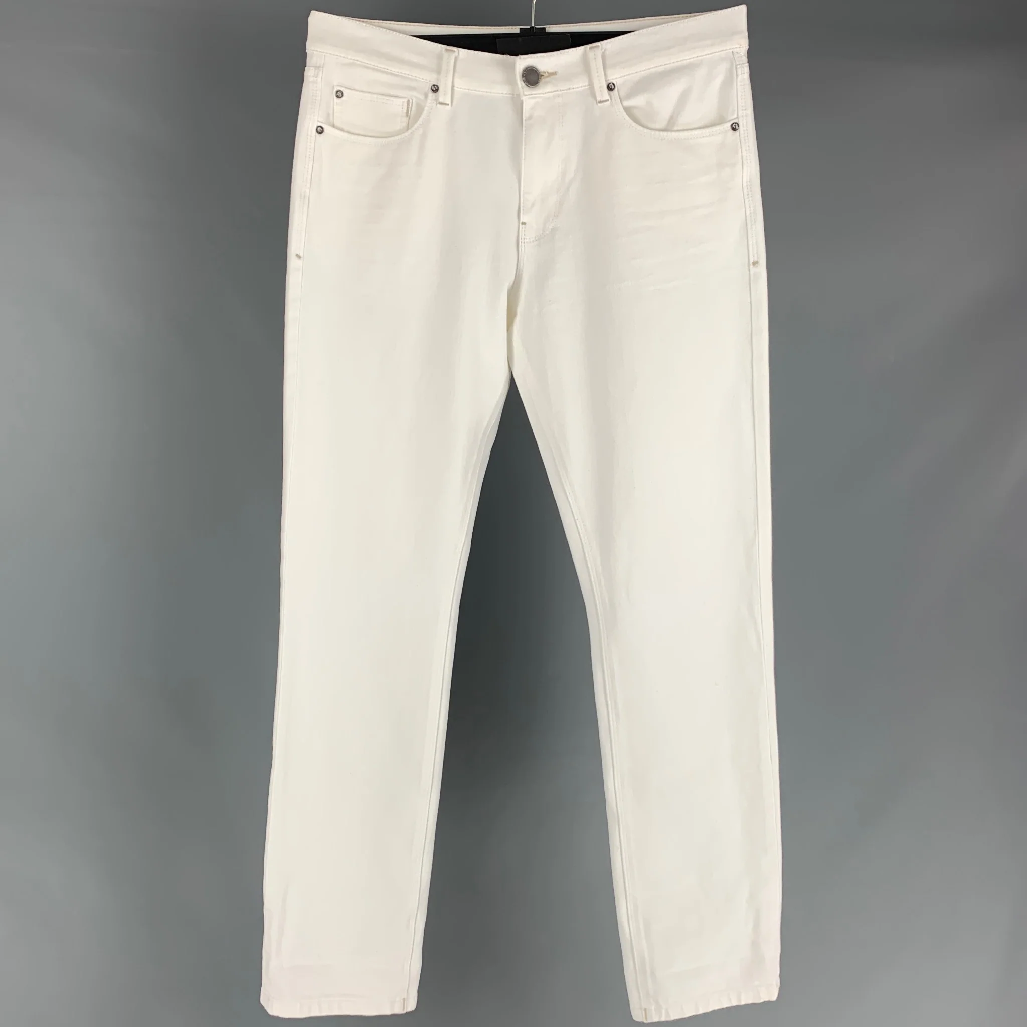 RUSSELL Size 32 Cream Cotton / Polyester Classic Jeans