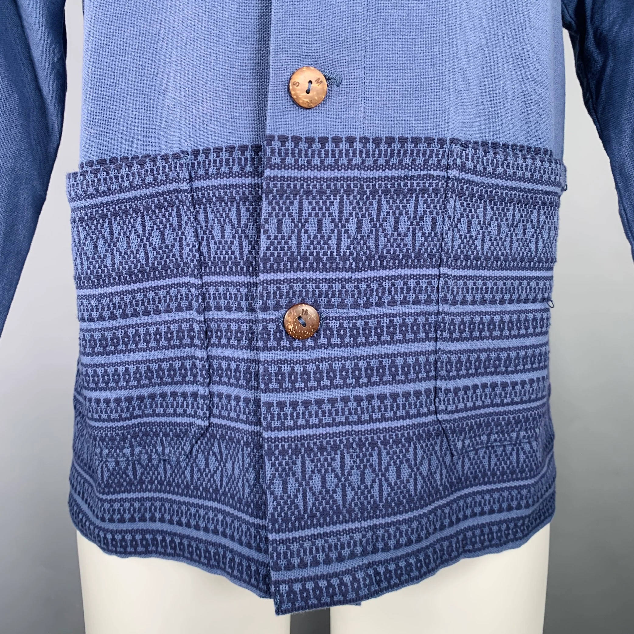 S M R DAYS Size M Blue Jacquard Border Cotton Jacket - Image 2