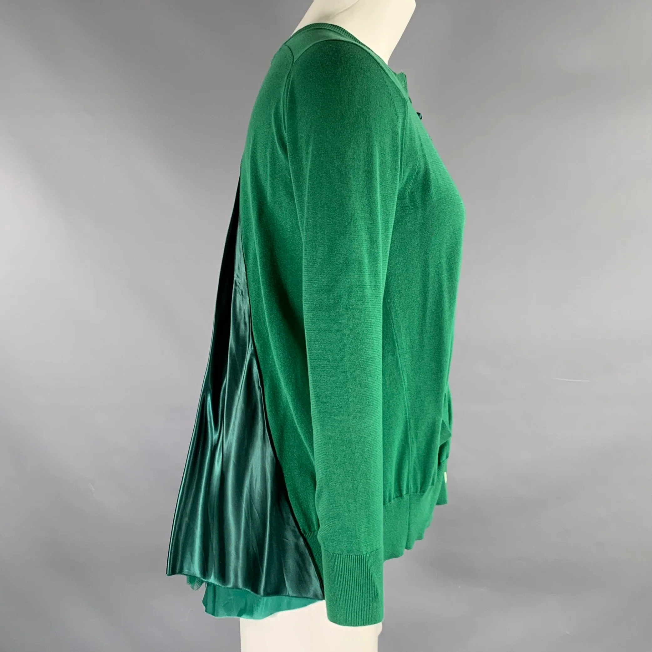 SACAI LUCK Size 2 Green Cotton Cardigan Cardigan - Image 3