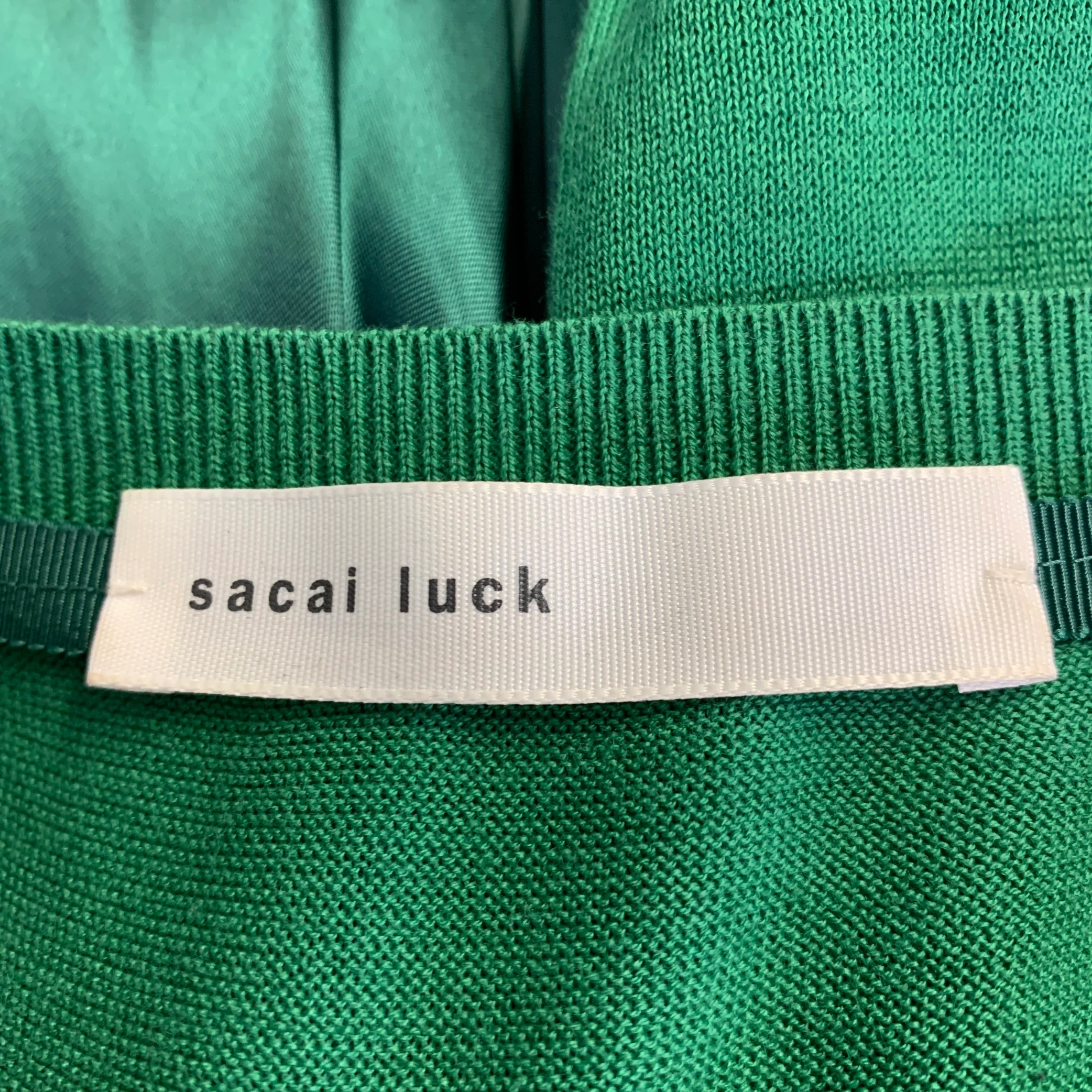 SACAI LUCK Size 2 Green Cotton Cardigan Cardigan - Image 5