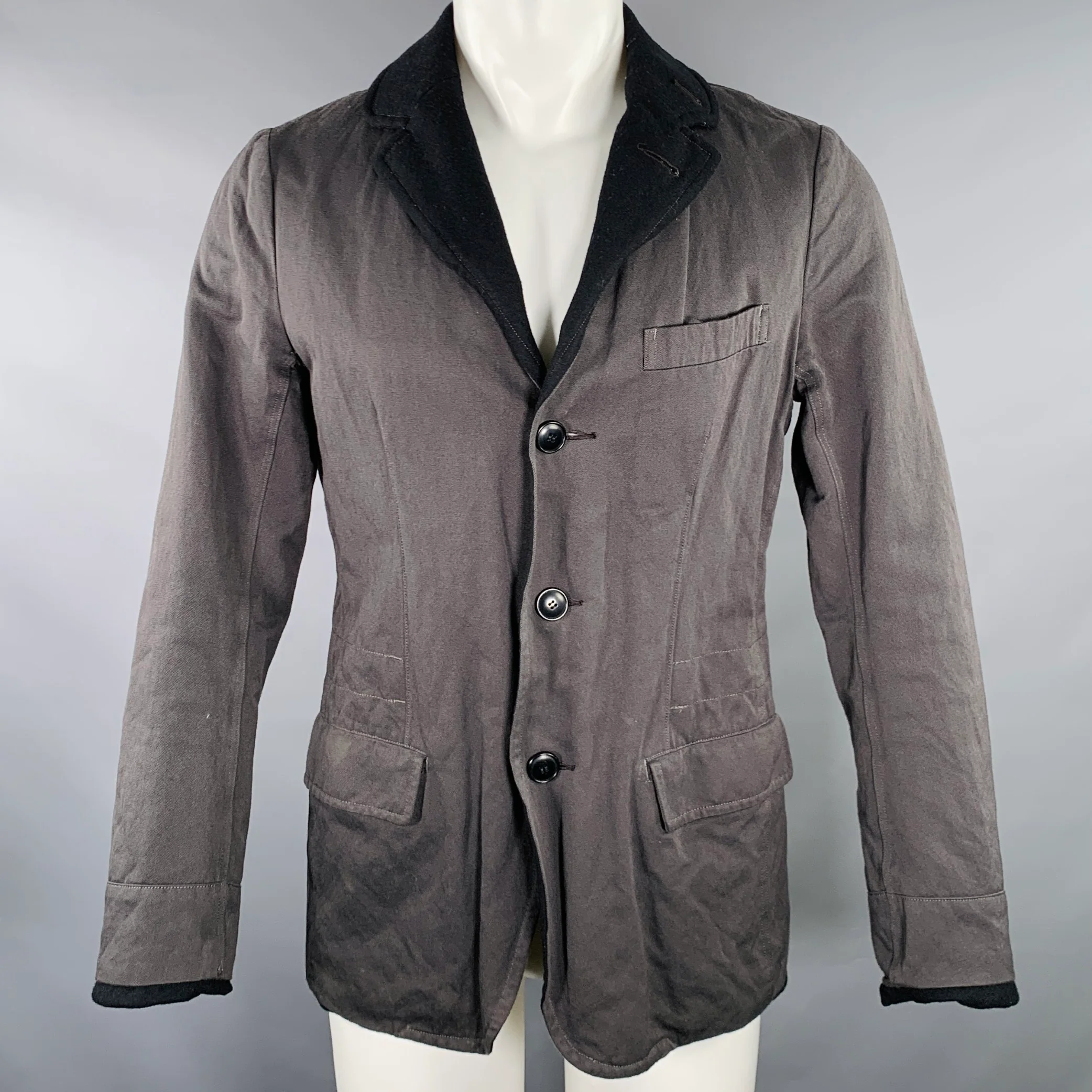 SAGE DE CRET Size M Black Grey Reversible Nylon Blend Jacket