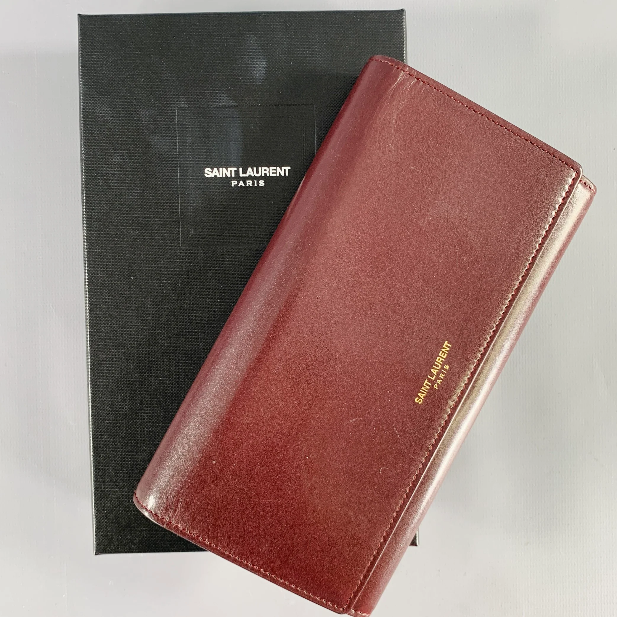 SAINT LAURENT Amarena Burgundy Leather Wallet - Image 5