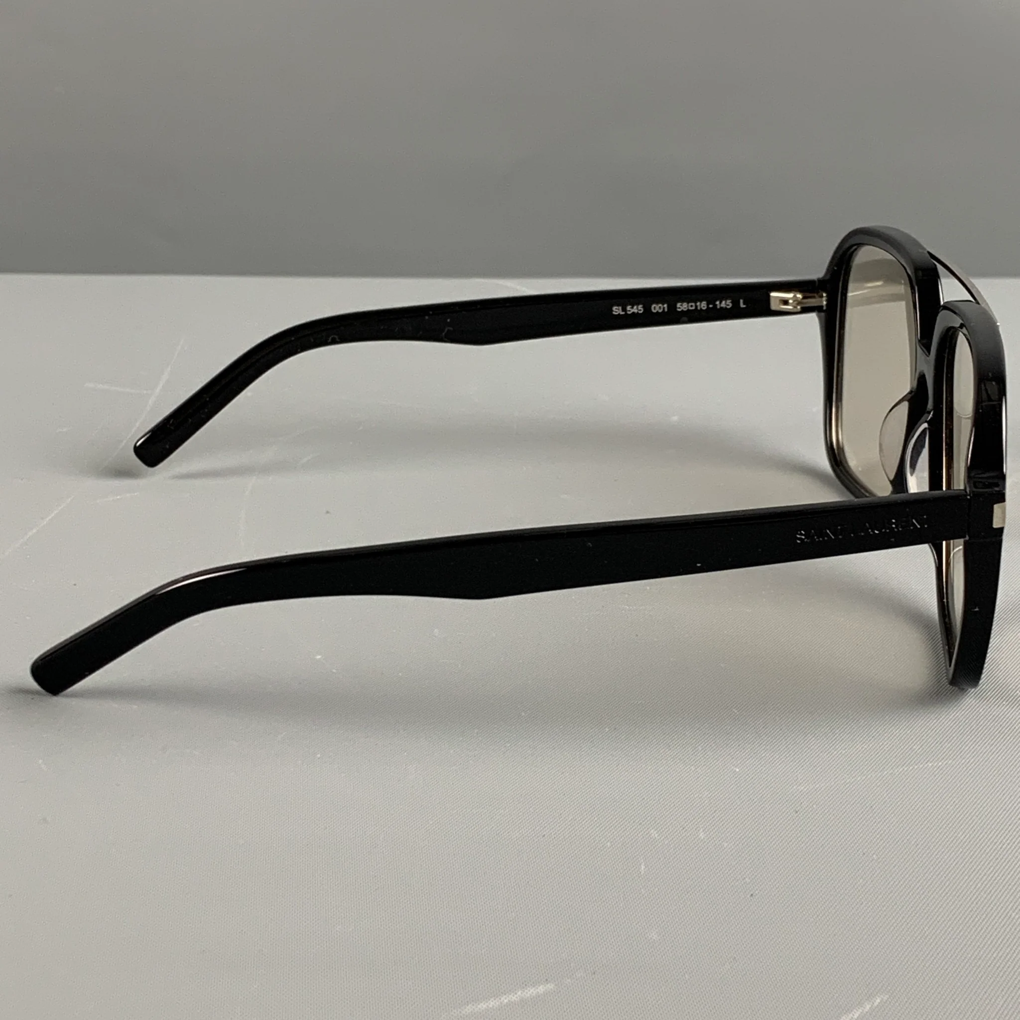 SAINT LAURENT Black Clear Acetate Sunglasses - Image 2