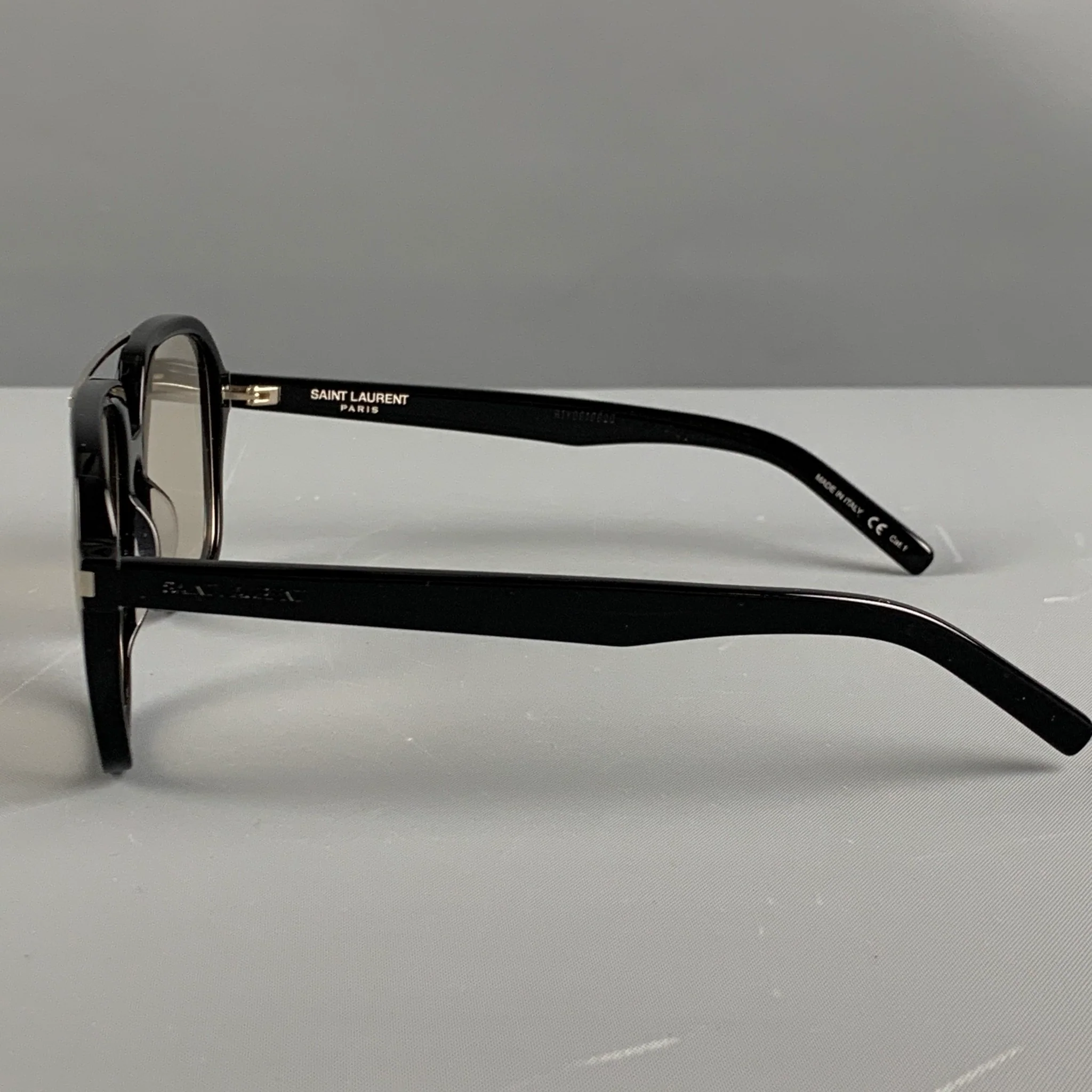 SAINT LAURENT Black Clear Acetate Sunglasses - Image 4