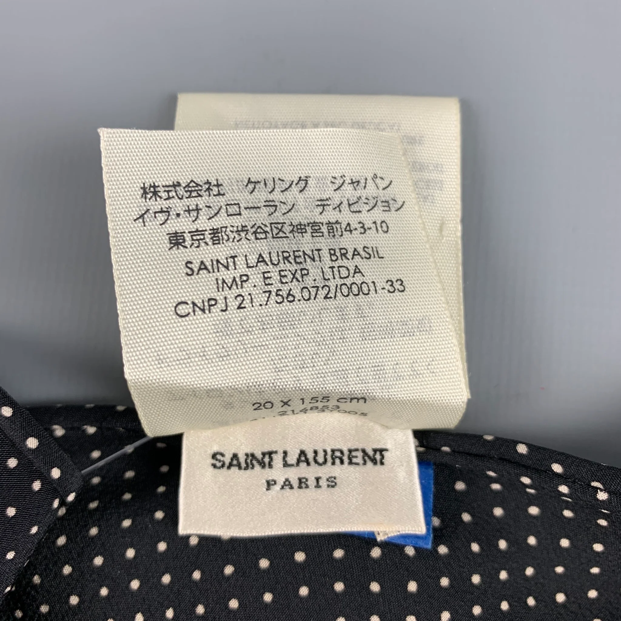 SAINT LAURENT Black White Polka Dot Silk Shawl - Image 7