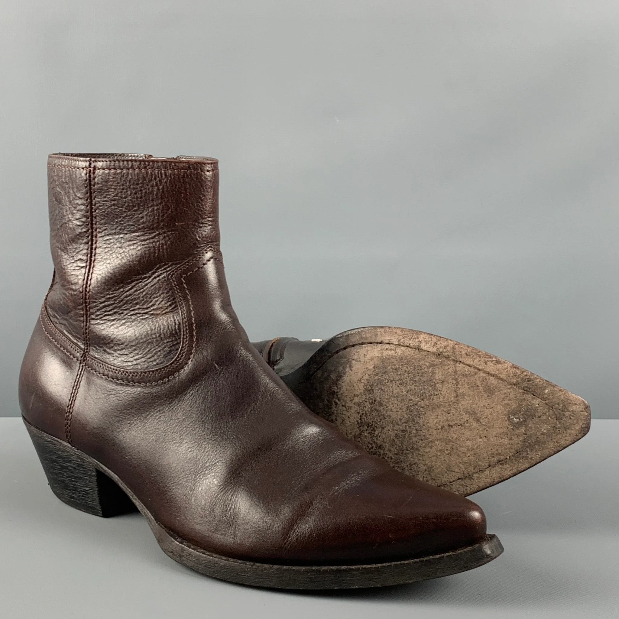 SAINT LAURENT Size 11 Brown Western Boots - Image 5