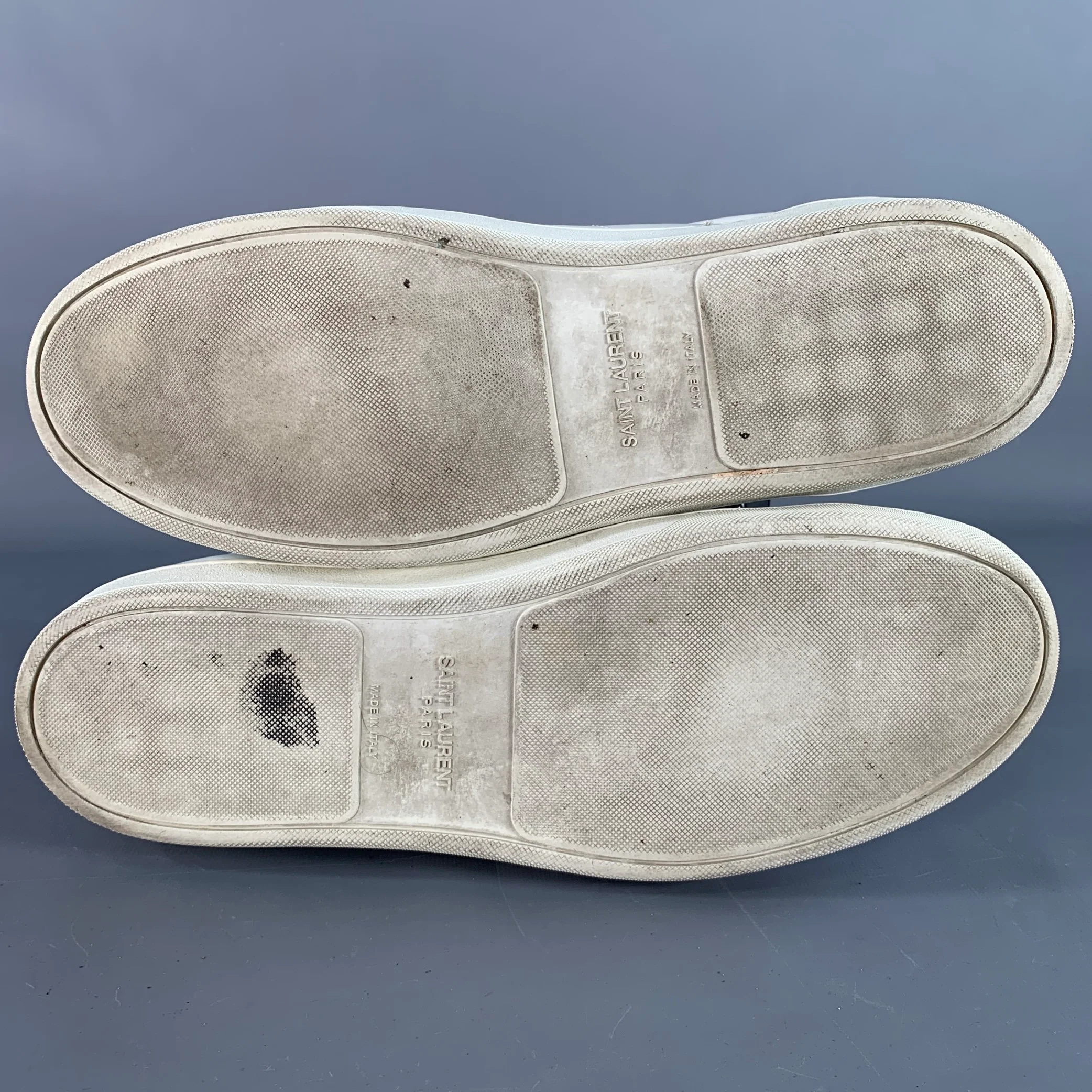 SAINT LAURENT Size 15 White Leather Low Top Lace-Up Sneakers - Image 6