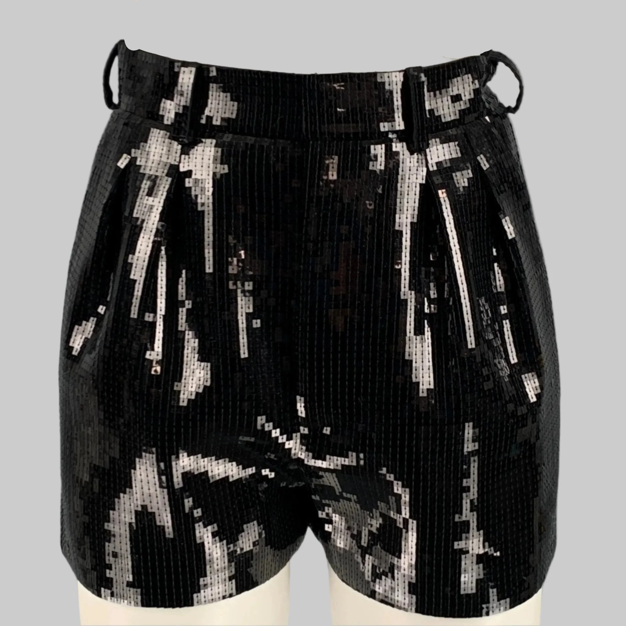 SAINT LAURENT Size 2 Black Wool Pleated Shorts