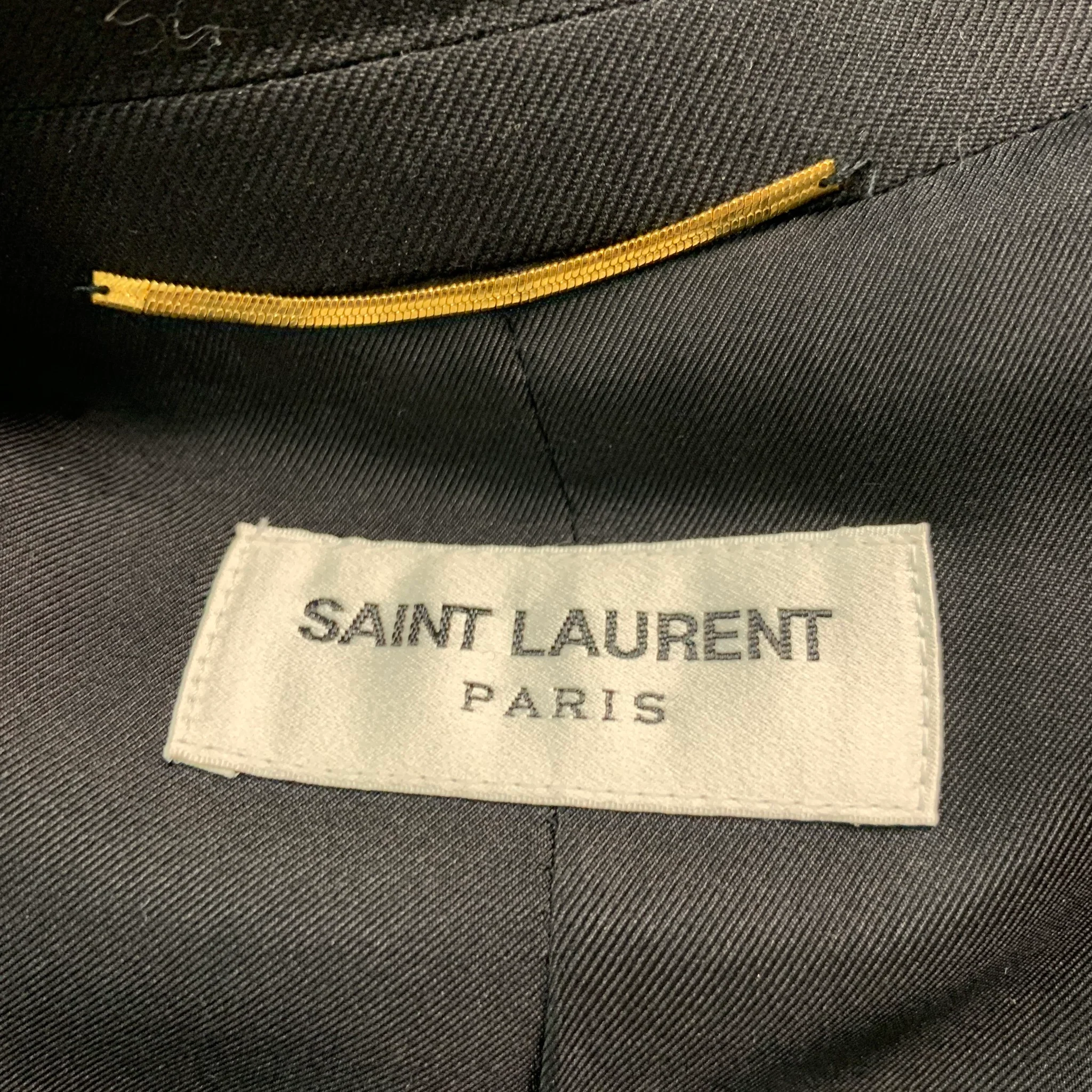 SAINT LAURENT Size 4 Black Virgin Wool Single Breasted Blazer - Image 4