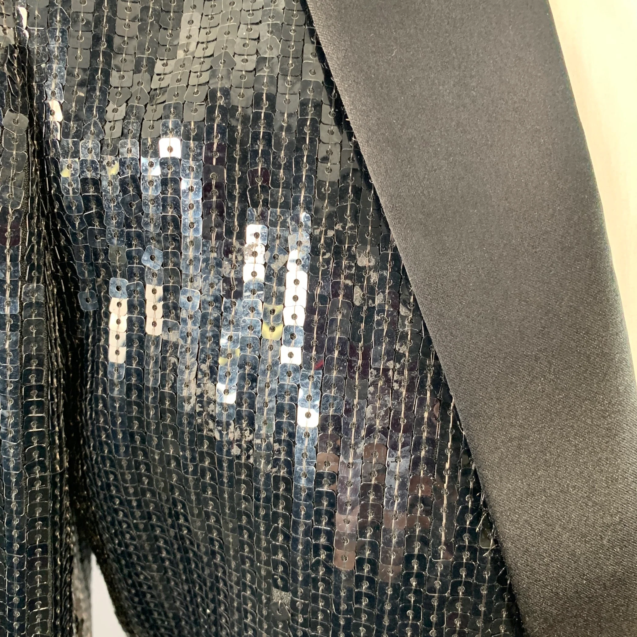 SAINT LAURENT Size 40 Black Polyester Blend Sequined Peak Lapel Sport Coat - Image 11