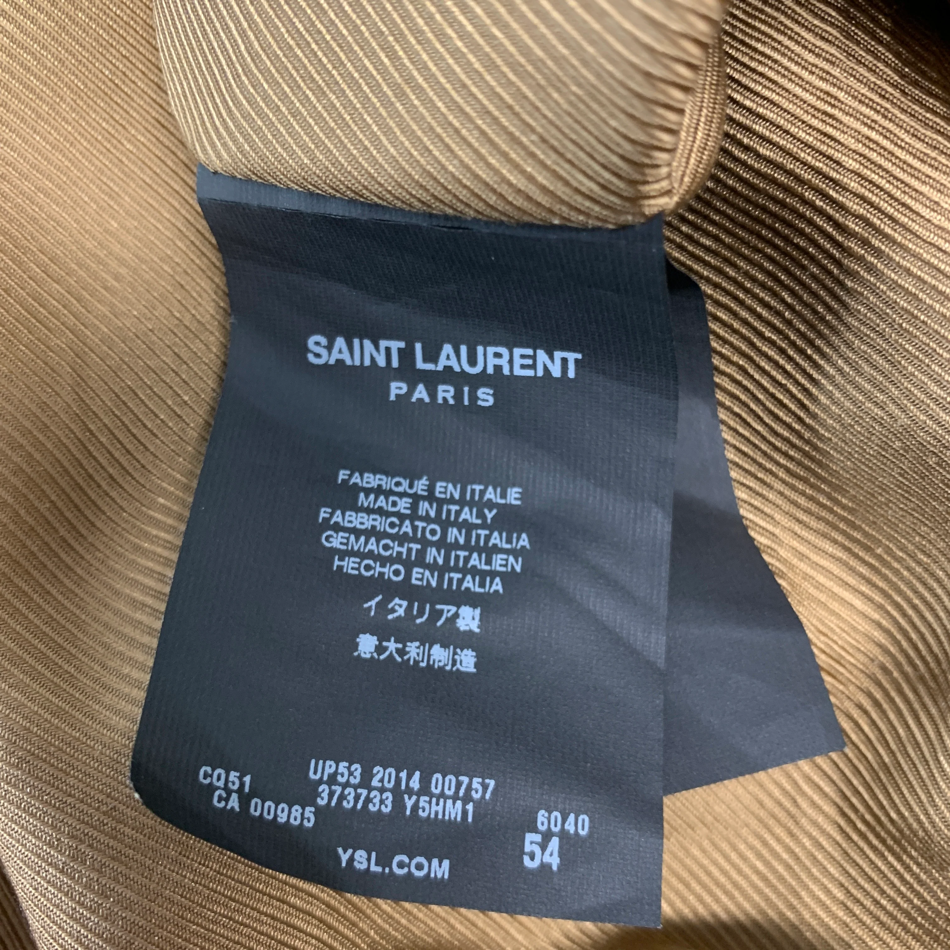 SAINT LAURENT Size 44 Brown Leather Epaulettes Jacket - Image 8