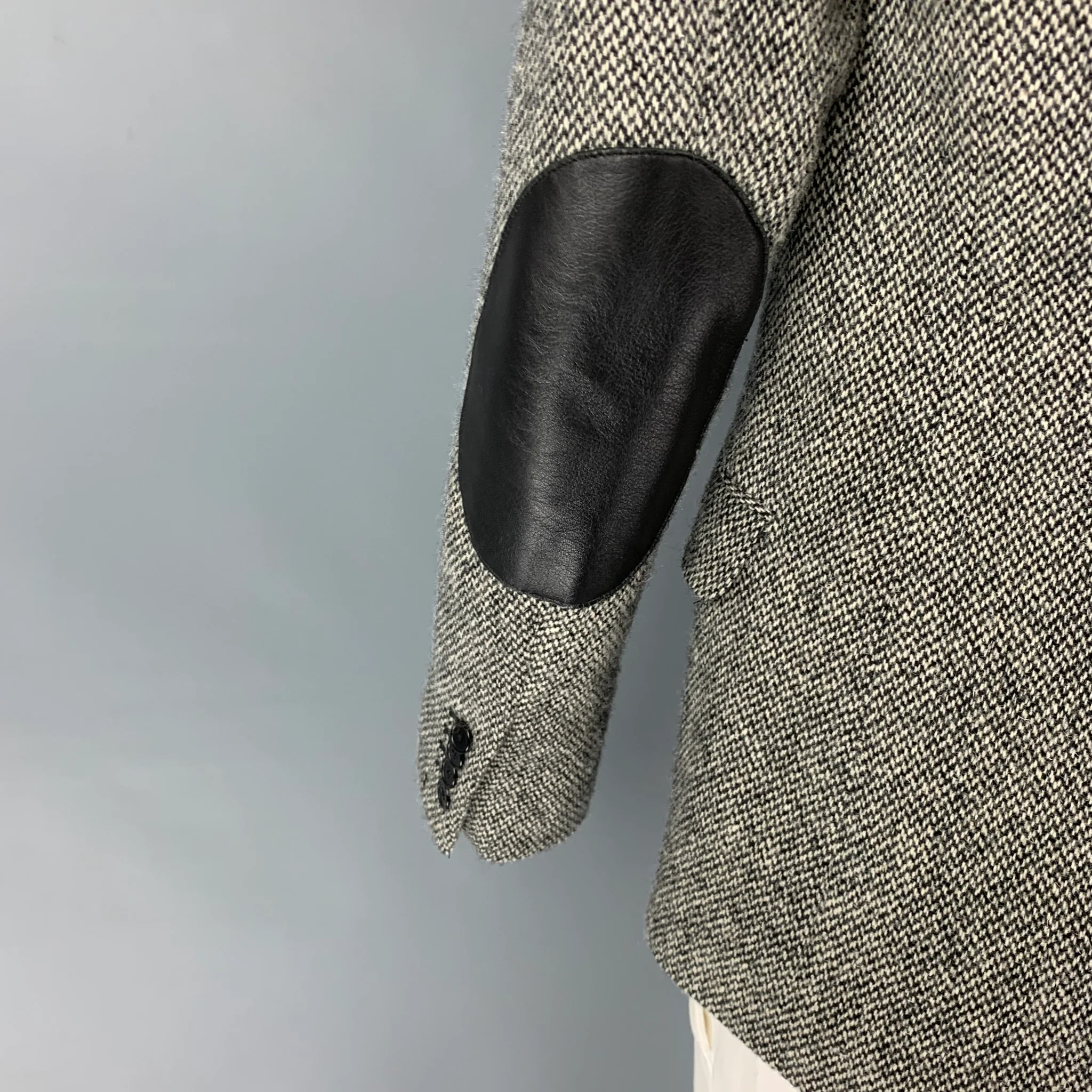 SAINT LAURENT Size M Grey Heather Virgin Wool Notch Lapel Sport Coat - Image 4