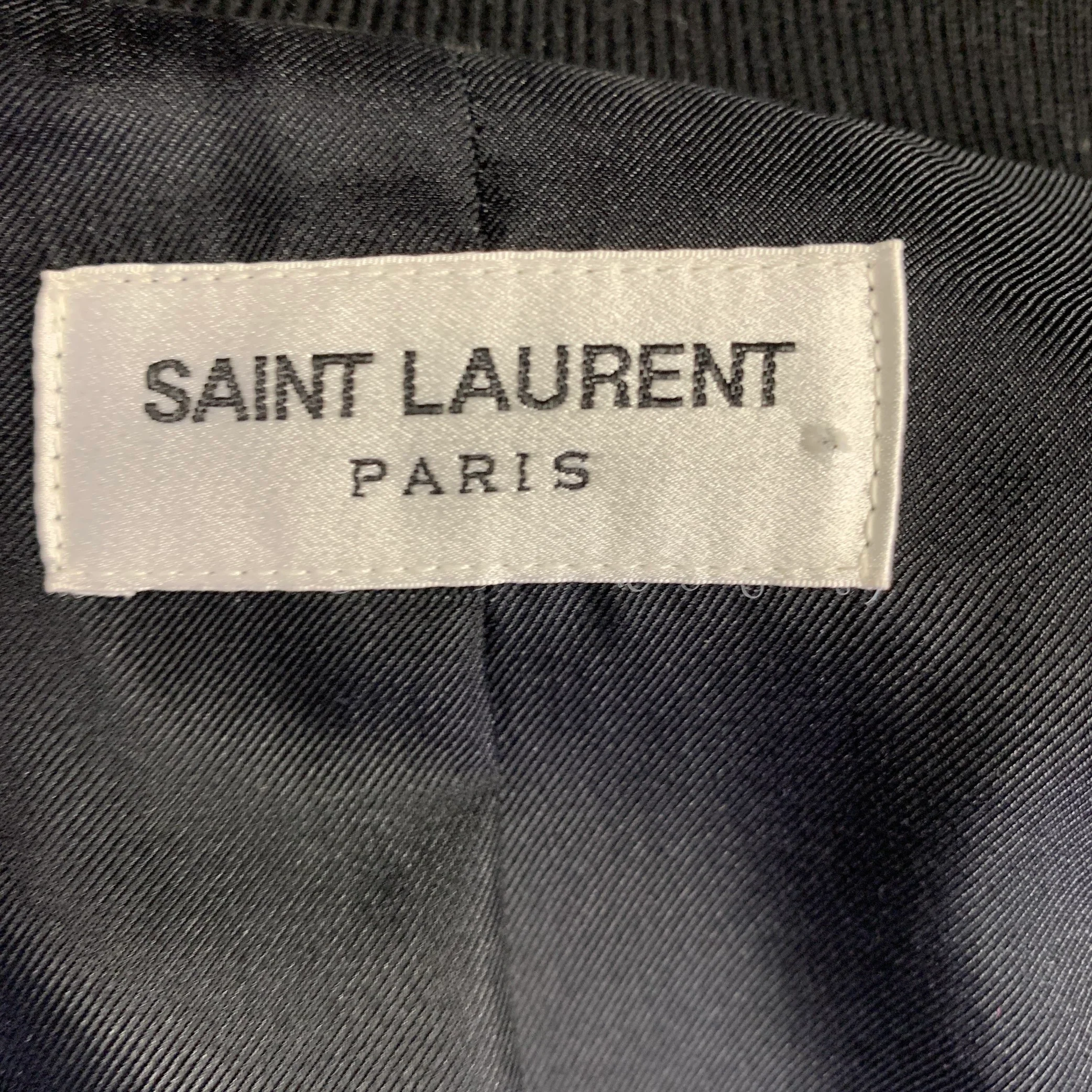 SAINT LAURENT Size 46 Black Multi Color Beaded Ikat Viscose Jacket - Image 5
