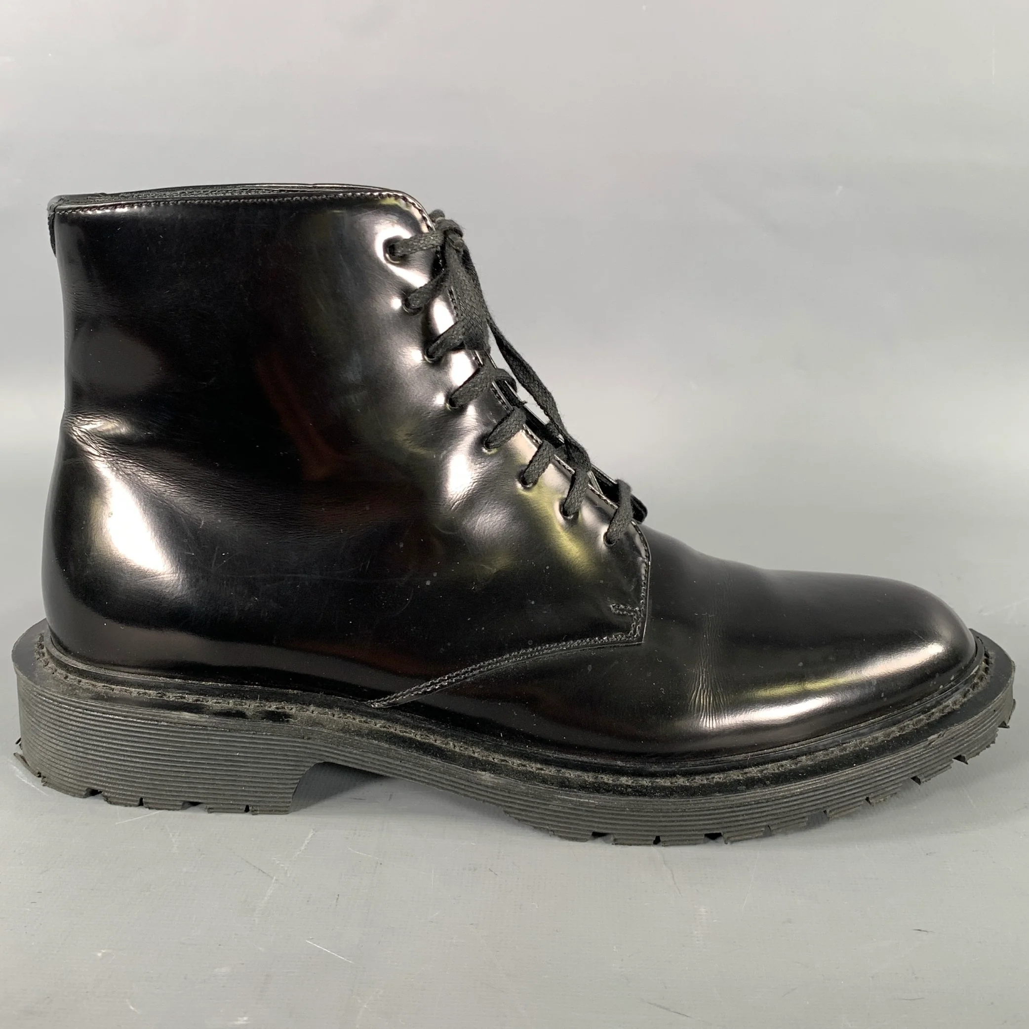SAINT LAURENT Size 7.5 Black Leather Lace Up Boots - Image 2