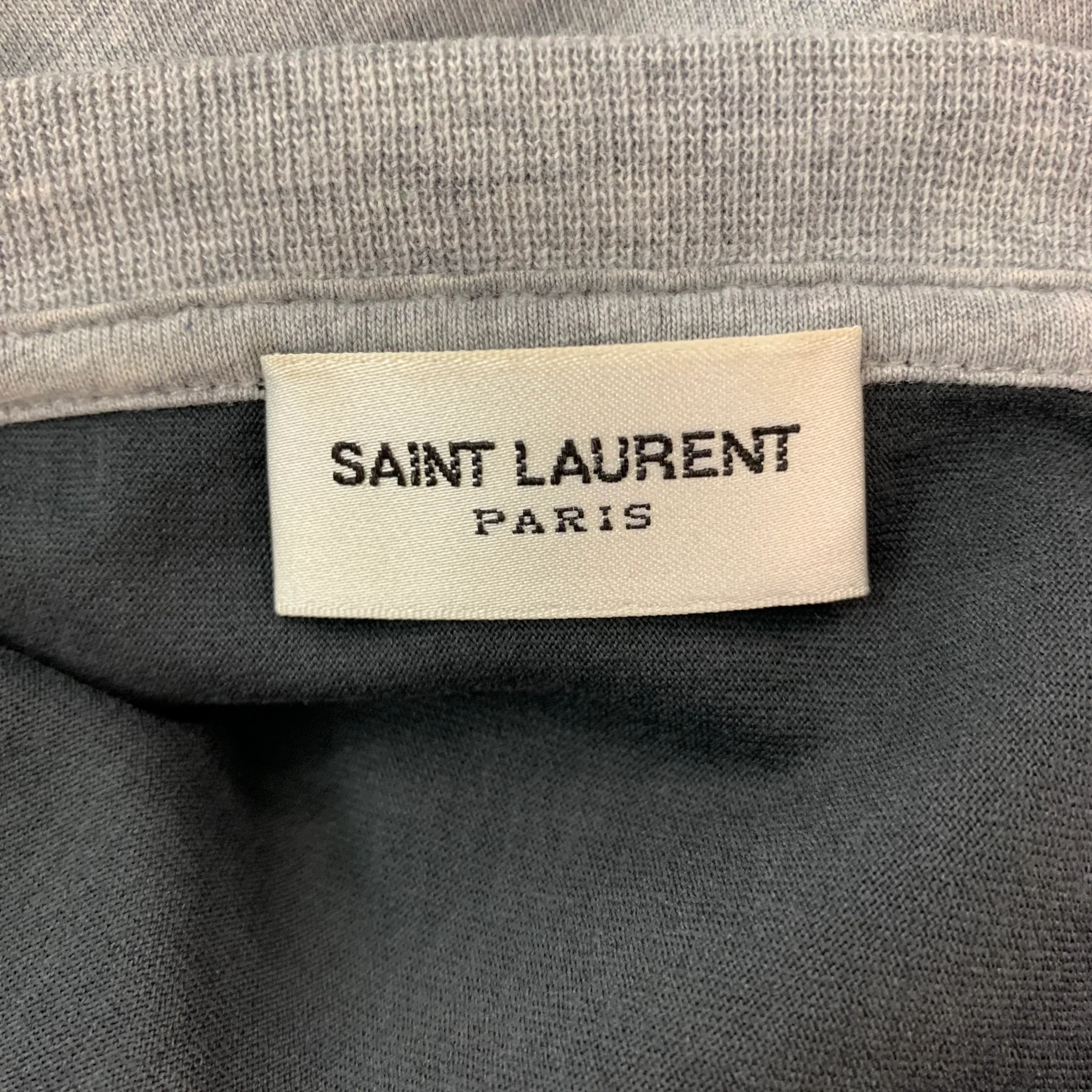 SAINT LAURENT Size M Black Brown Grey Cotton Crew-Neck T-shirt - Image 6