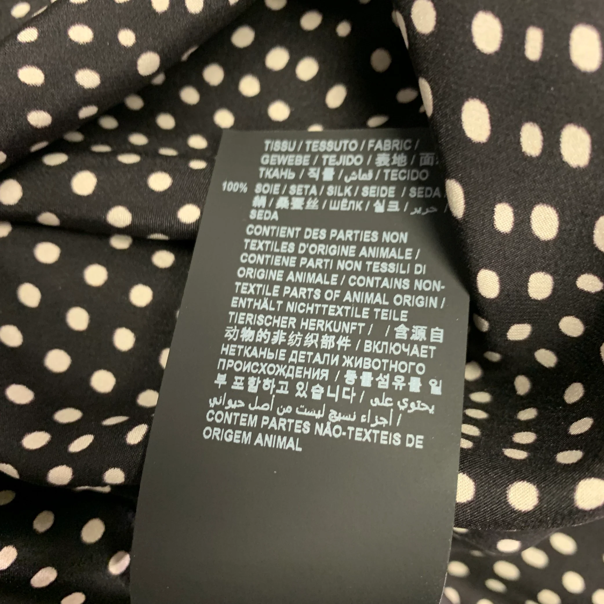 SAINT LAURENT Size M Black White Polka Dot Silk Hidden Buttons Long Sleeve Shirt - Image 7