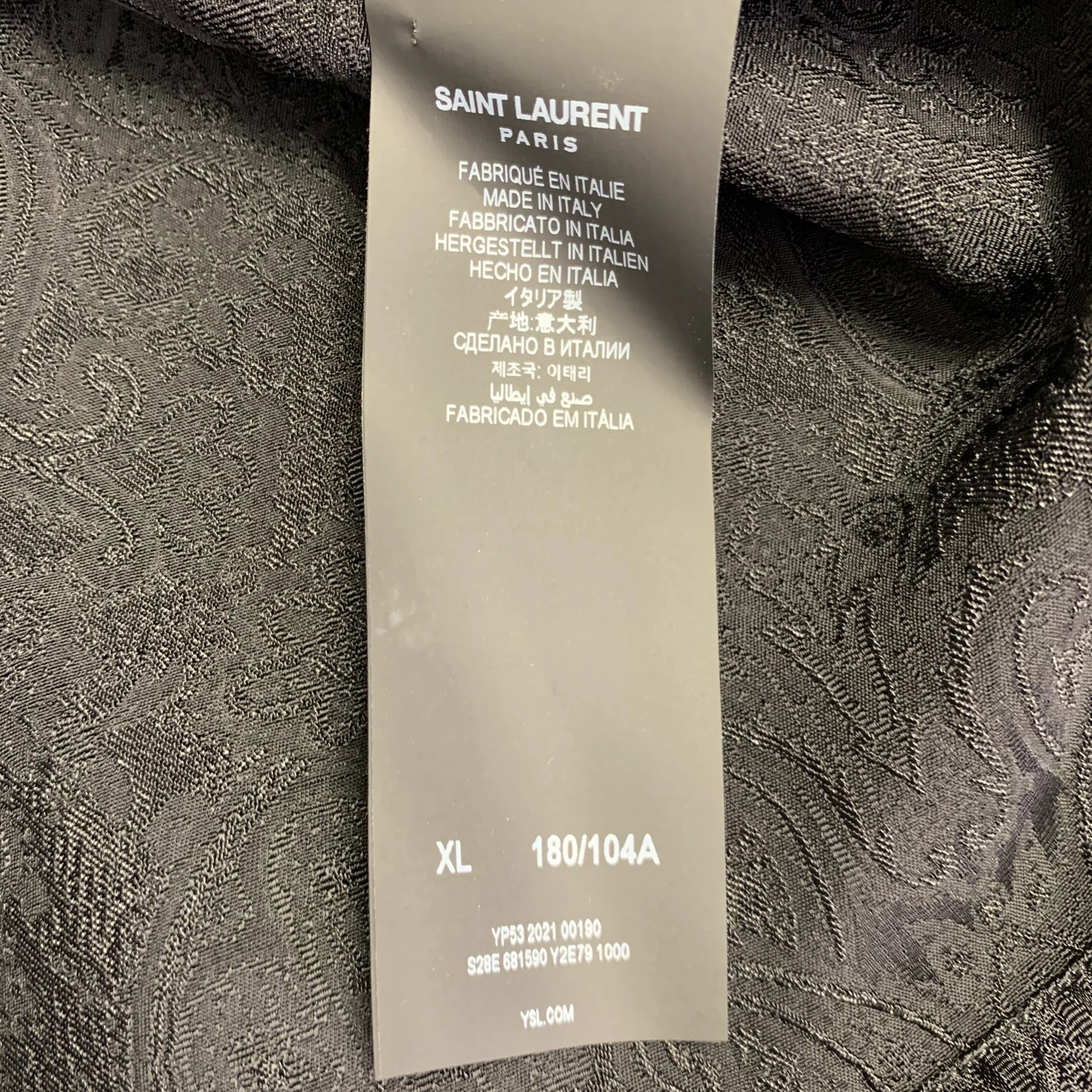 SAINT LAURENT Size XL Black Black Jacquard Viscose Silk Vest - Image 7