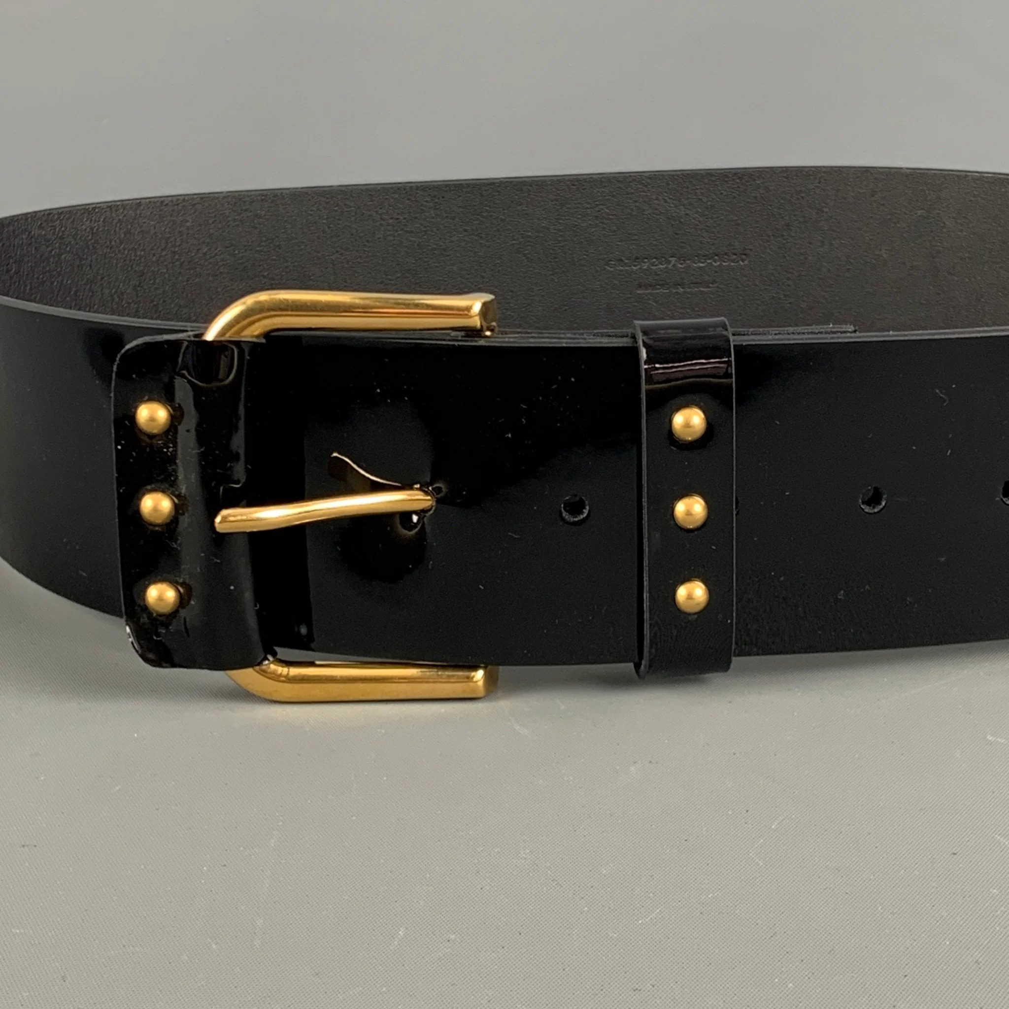 SAINT LAURENT Waist Size 30 Black Patent Leather Belt - Image 2