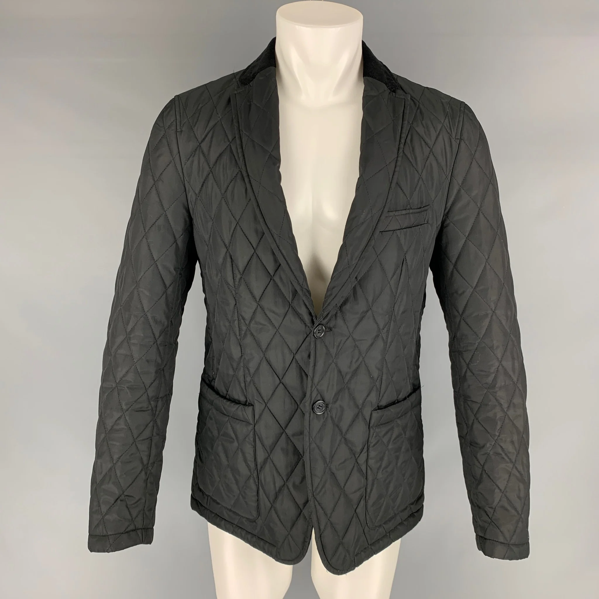 SAKS FIFTH AVENUE Size M Black Quilted Polyester Jacket