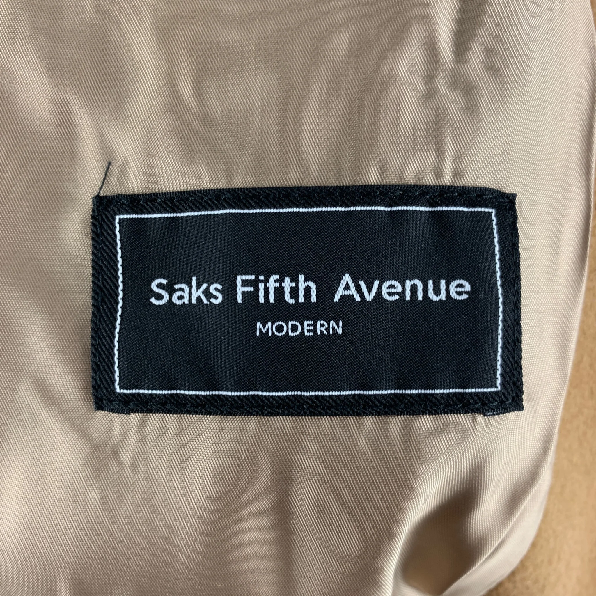 SAKS FIFTH AVENUE Size M Tan Solid Wool Hidden Placket Jacket - Image 6