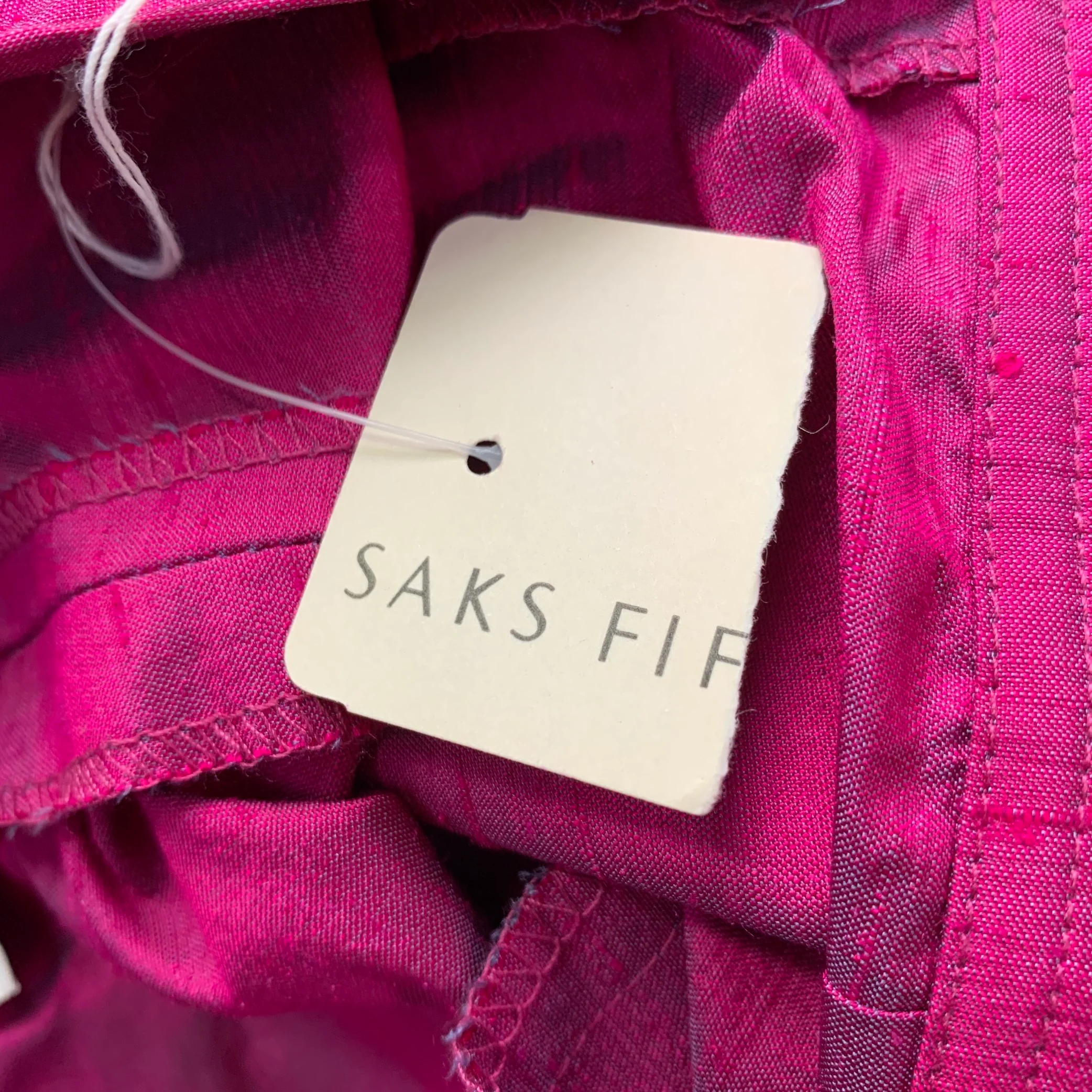 SAKS FIFTH AVENUE Size 12 Pink Fuchsia Silk Shantung Dress Pants - Image 9